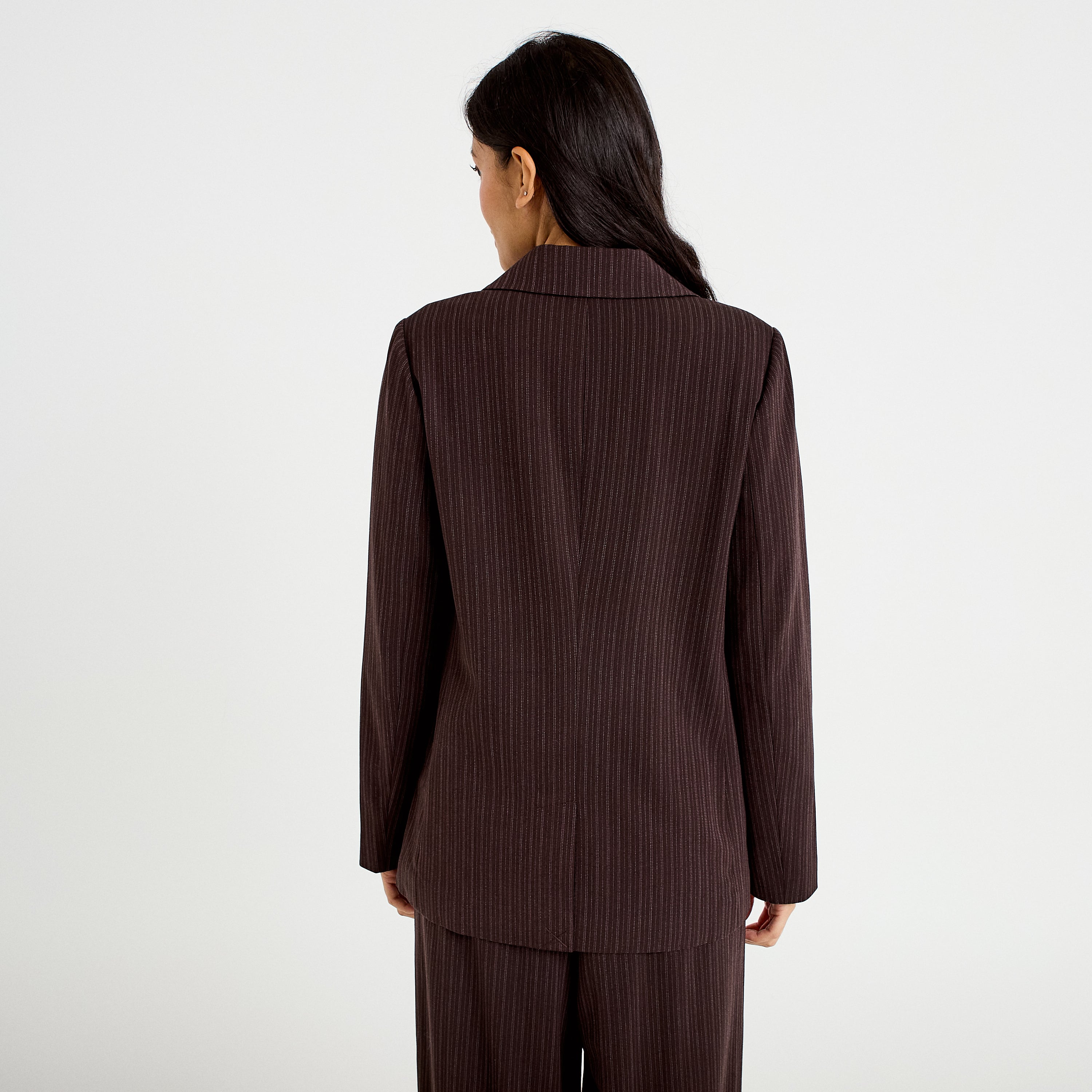 Blazer col classique manches longues marron femme
