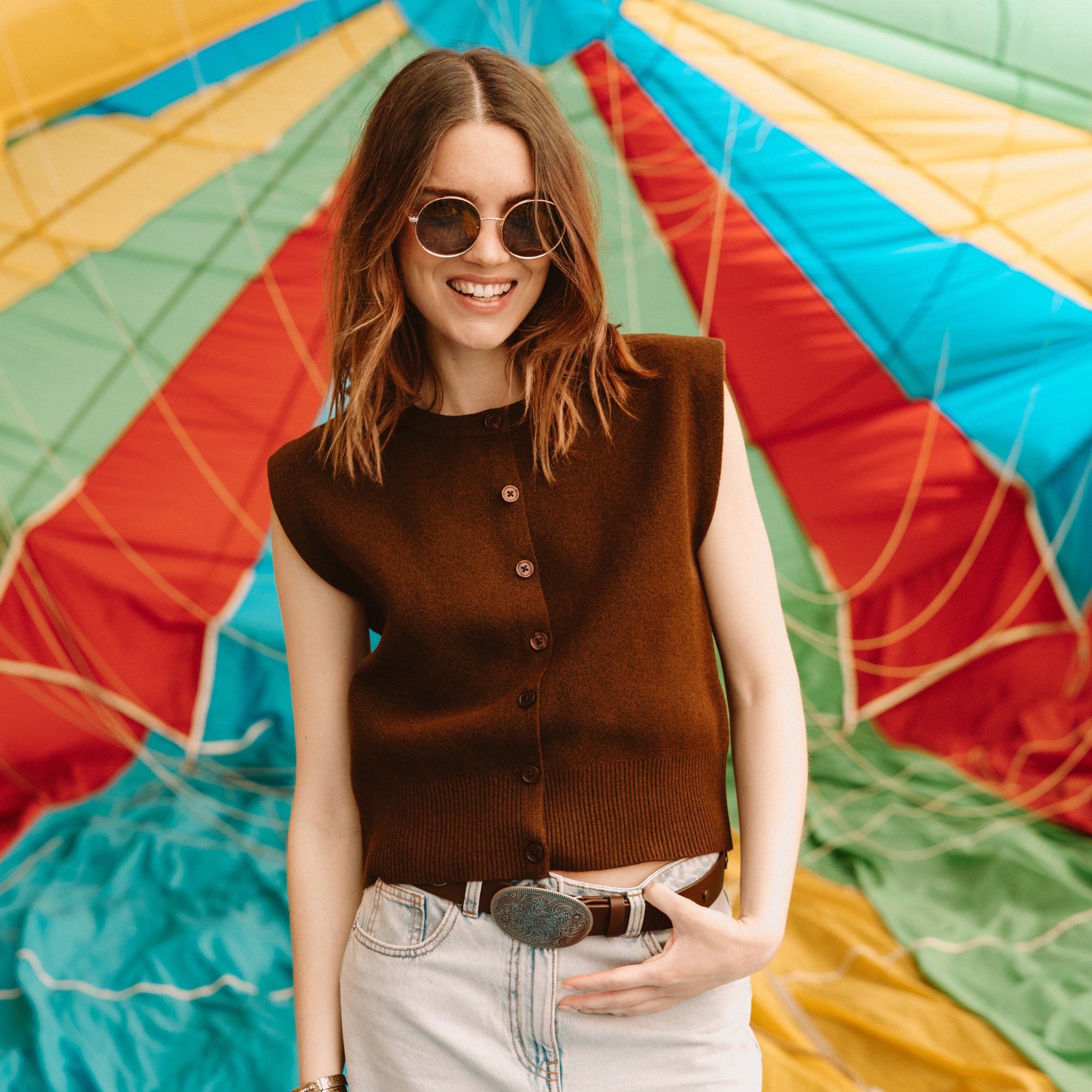 Gilet sans manches marron fonc&eacute; femme