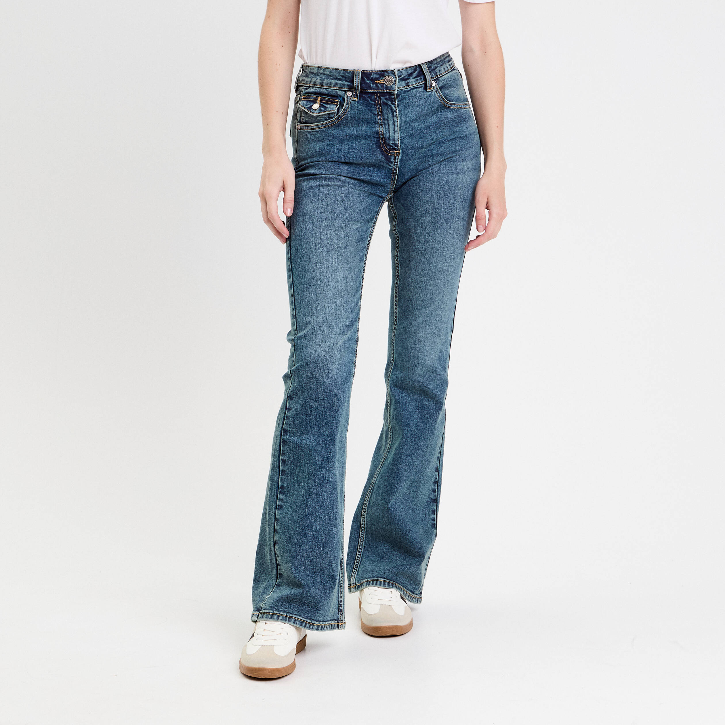 jean flare taille basse denim dirty femme Jean flare taille basse denim dirty femme