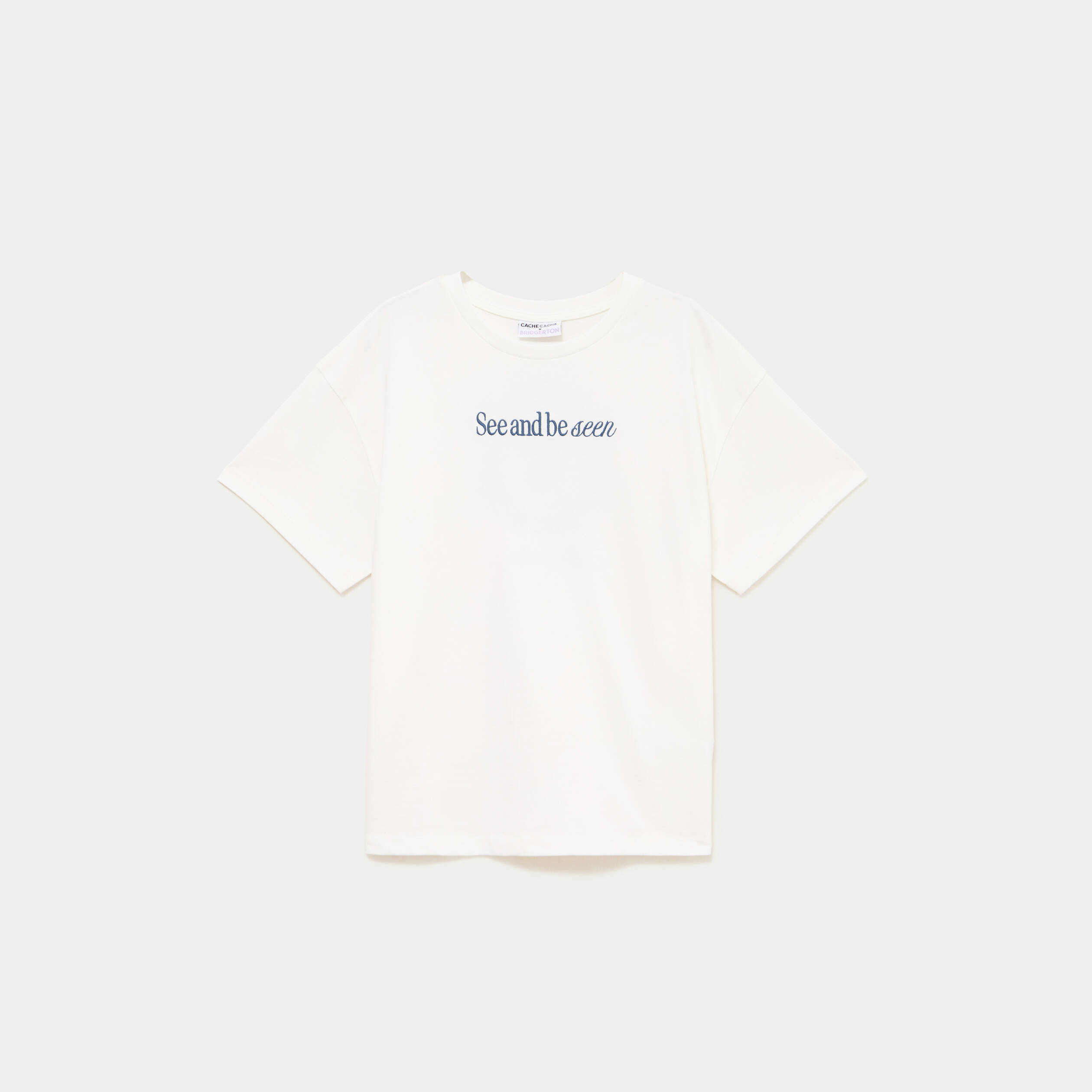 T-shirt oversize brod&eacute; Bridgerton ecru femme