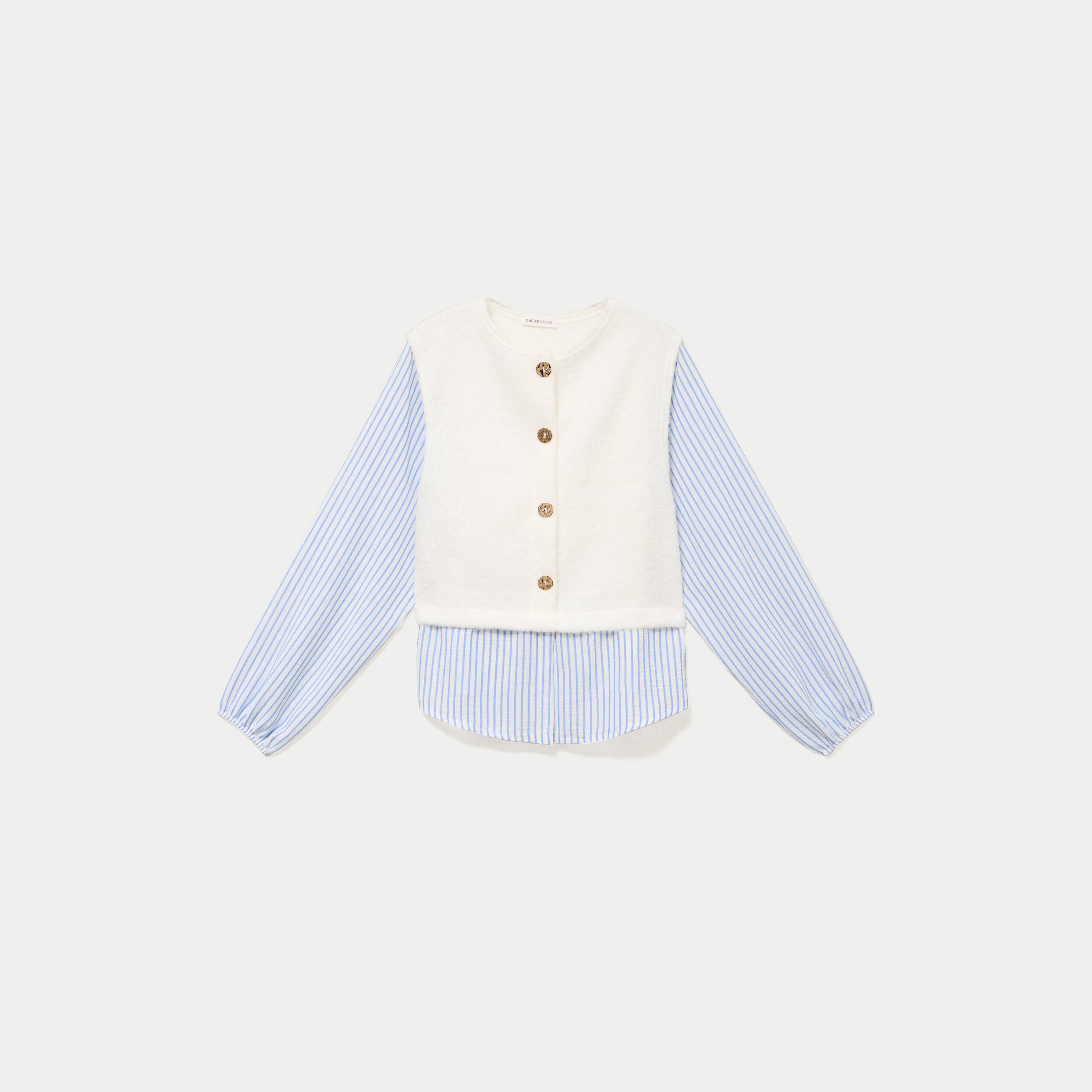 Pull chemise 2-en-1 ecru femme