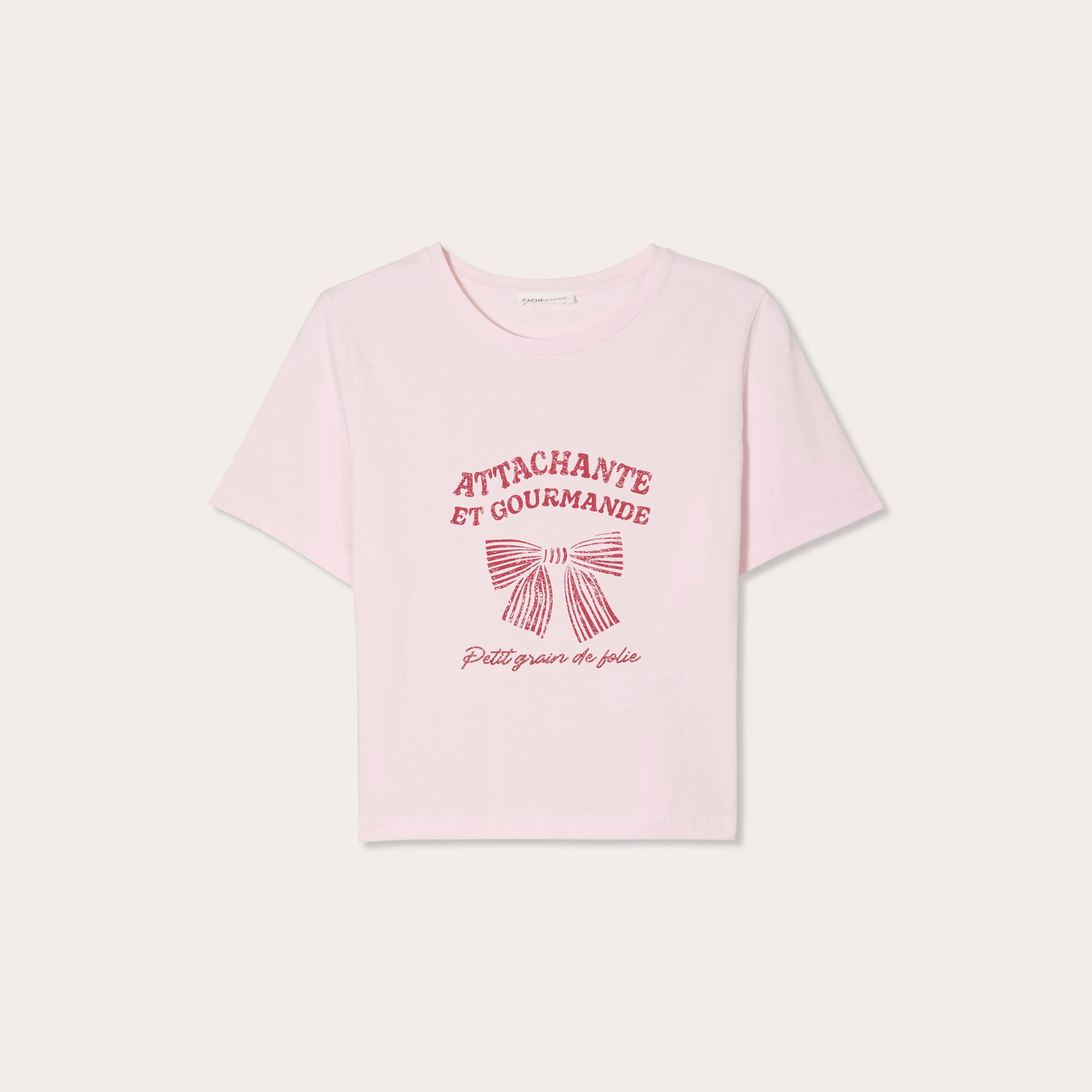 T-shirt cropped rose clair femme