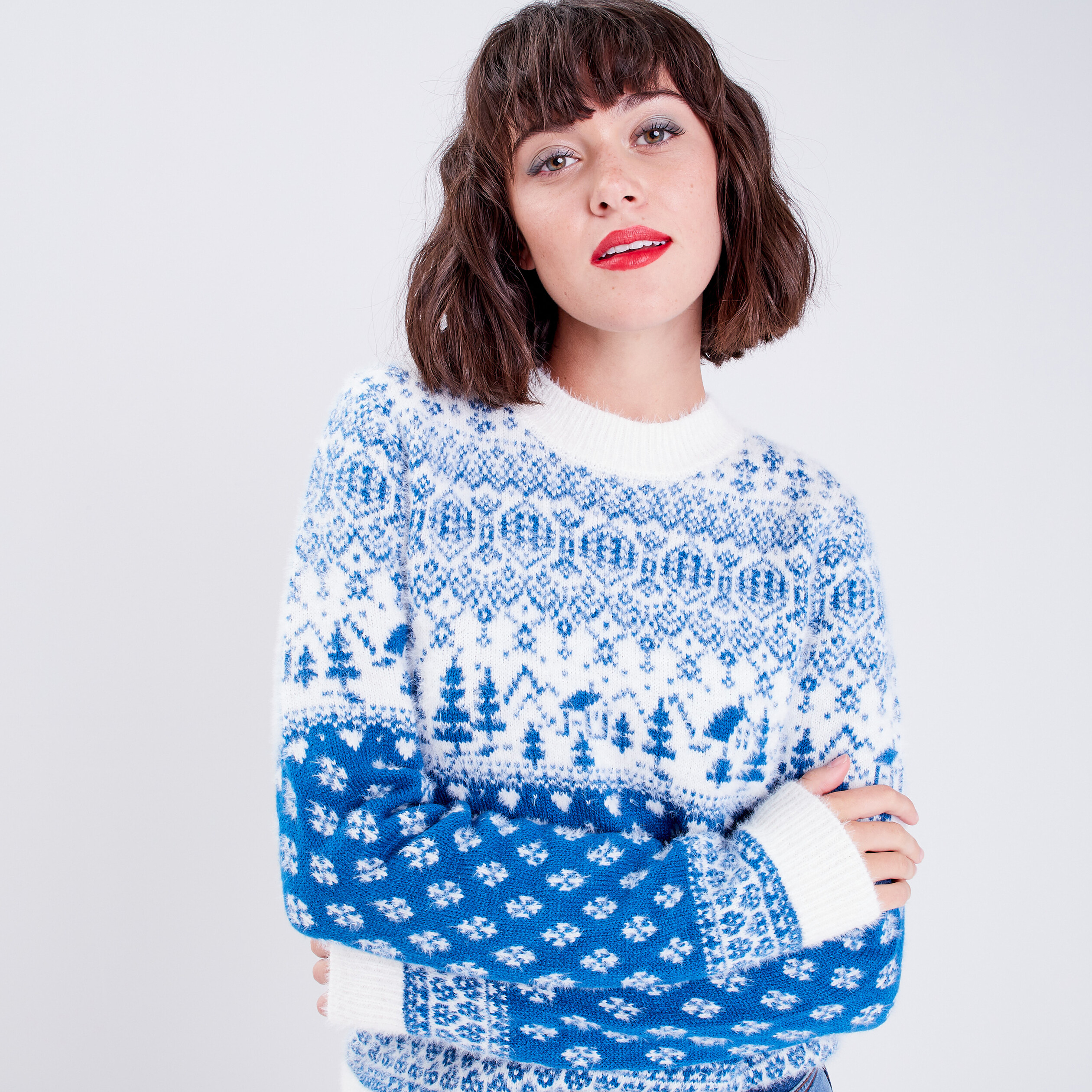 pull avec col rond bleu femme Pull avec col rond bleu femme