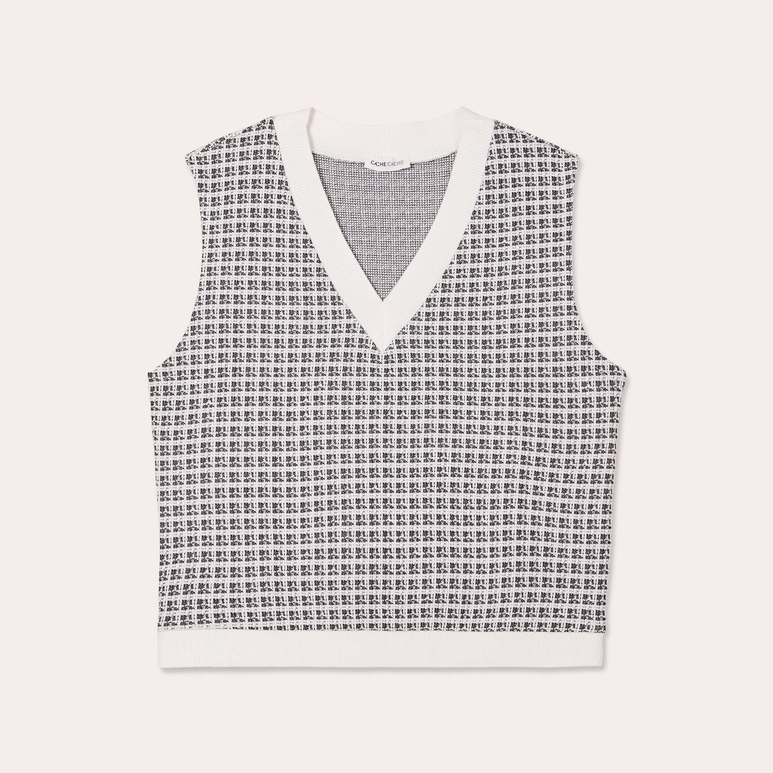t shirt sans manches tweed ecru femme T-shirt sans manches tweed ecru femme
