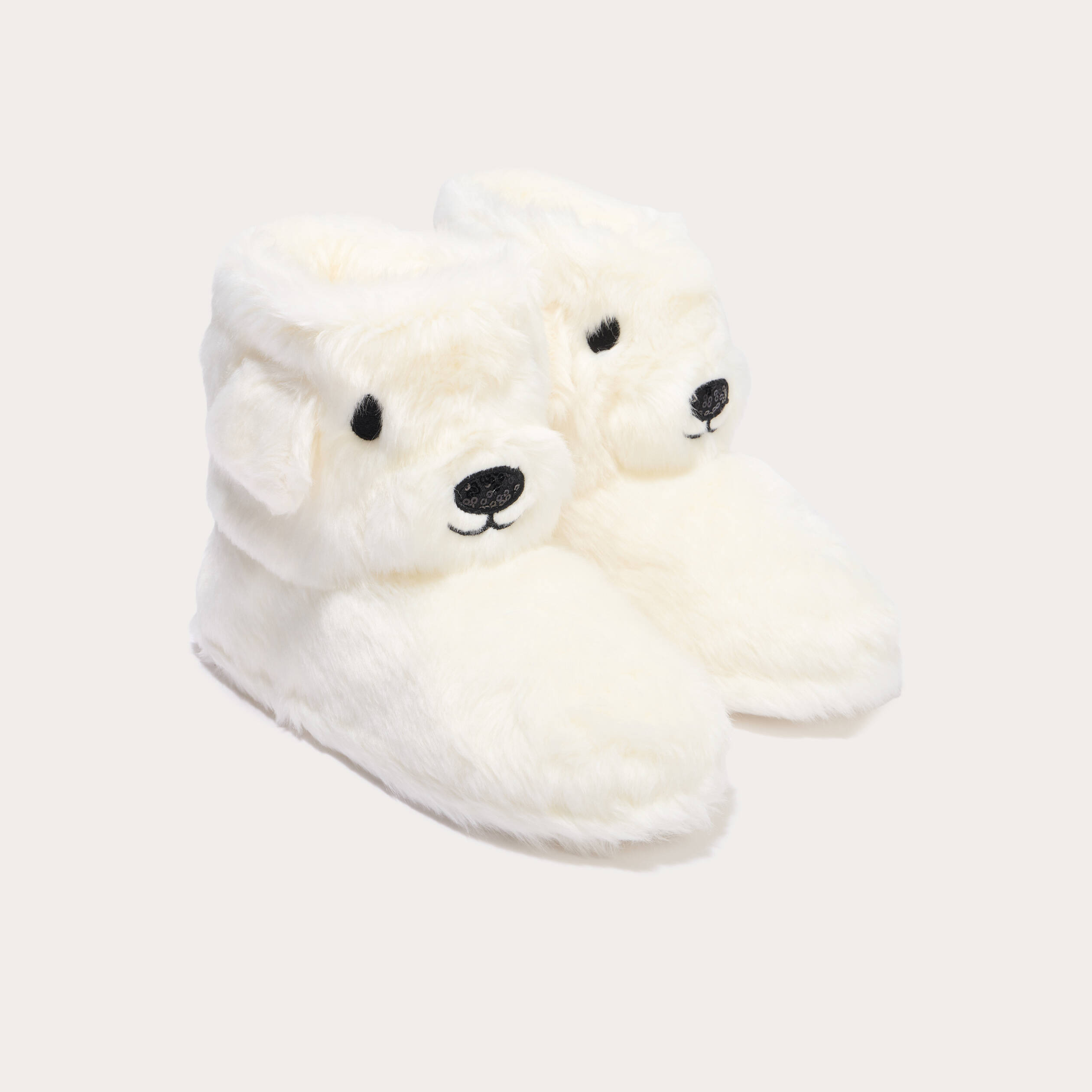 Chaussons bottes fausse fourrure ecru femme