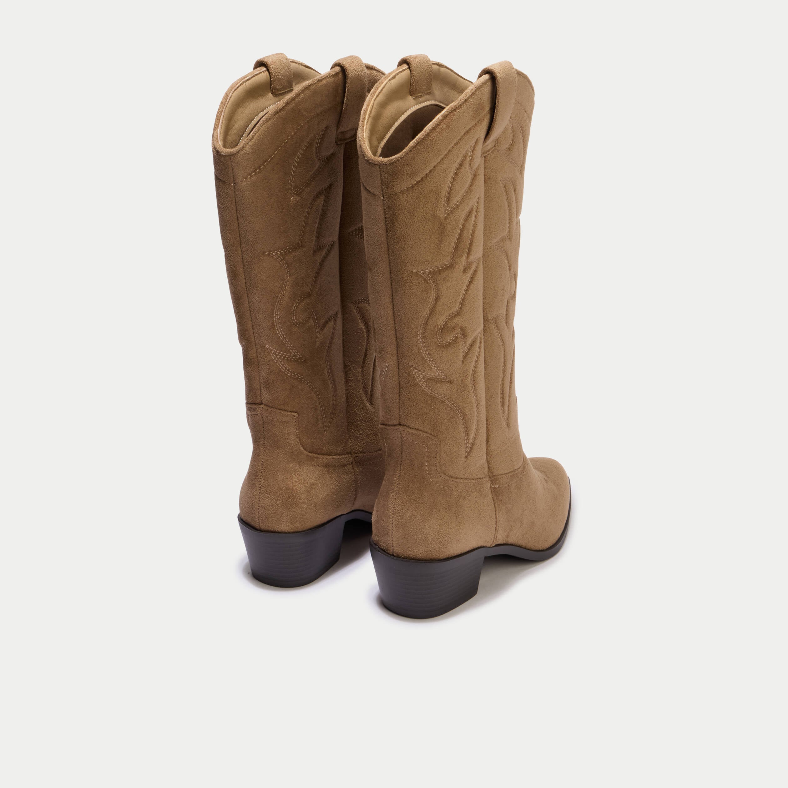 Bottes aspect daim beige femme