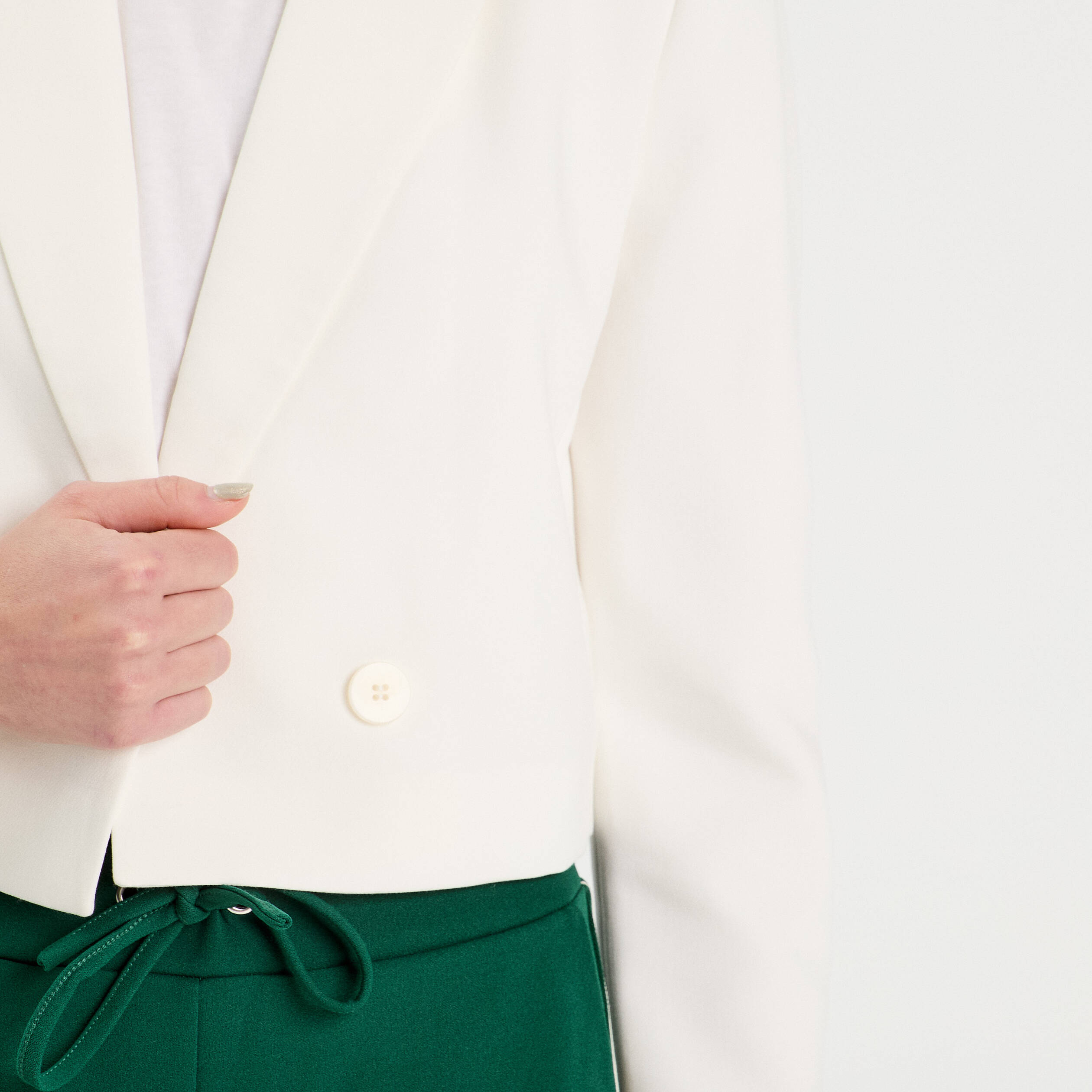 Veste blazer courte ecru femme