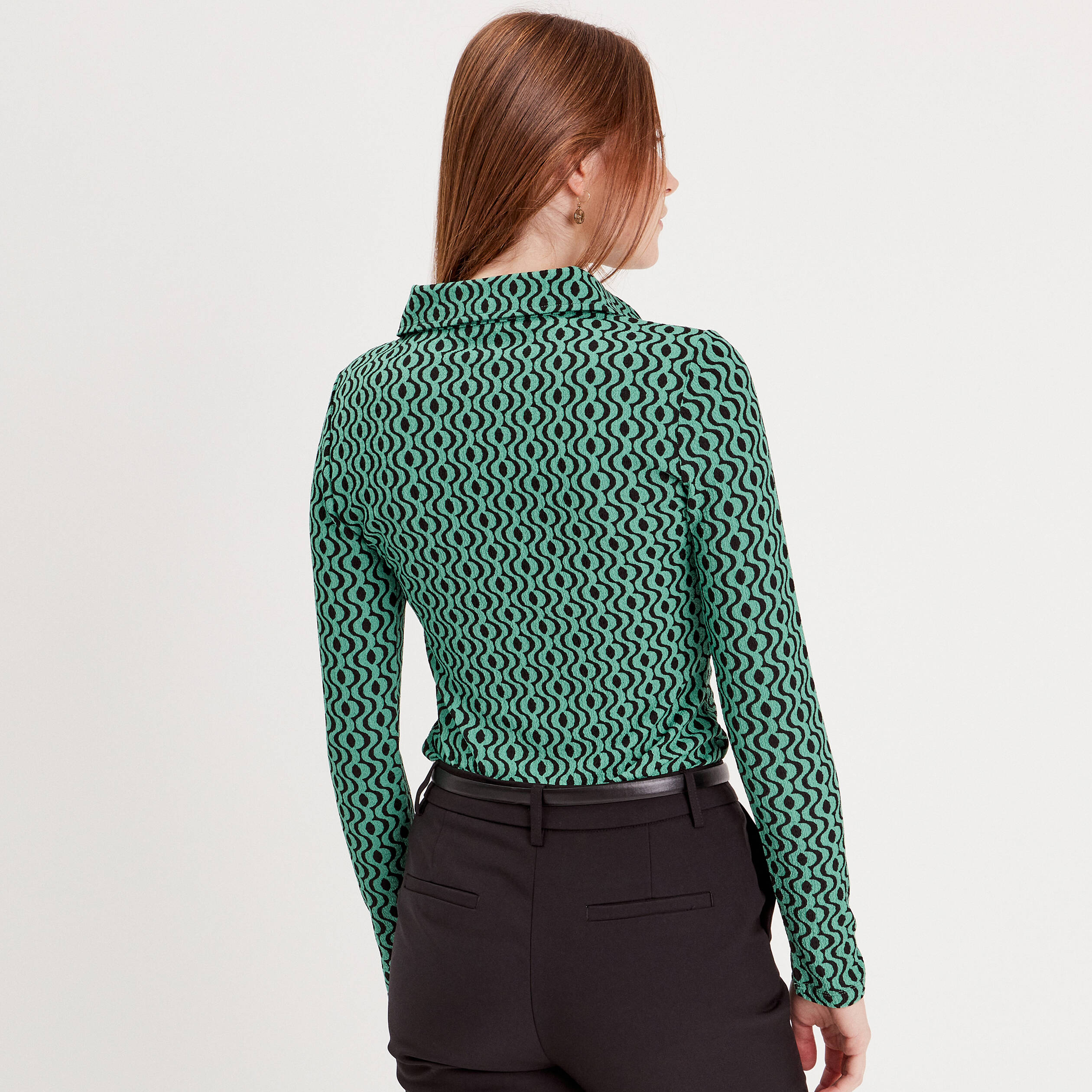 blouse manches longues froncee noir femme Blouse manches longues froncée noir femme