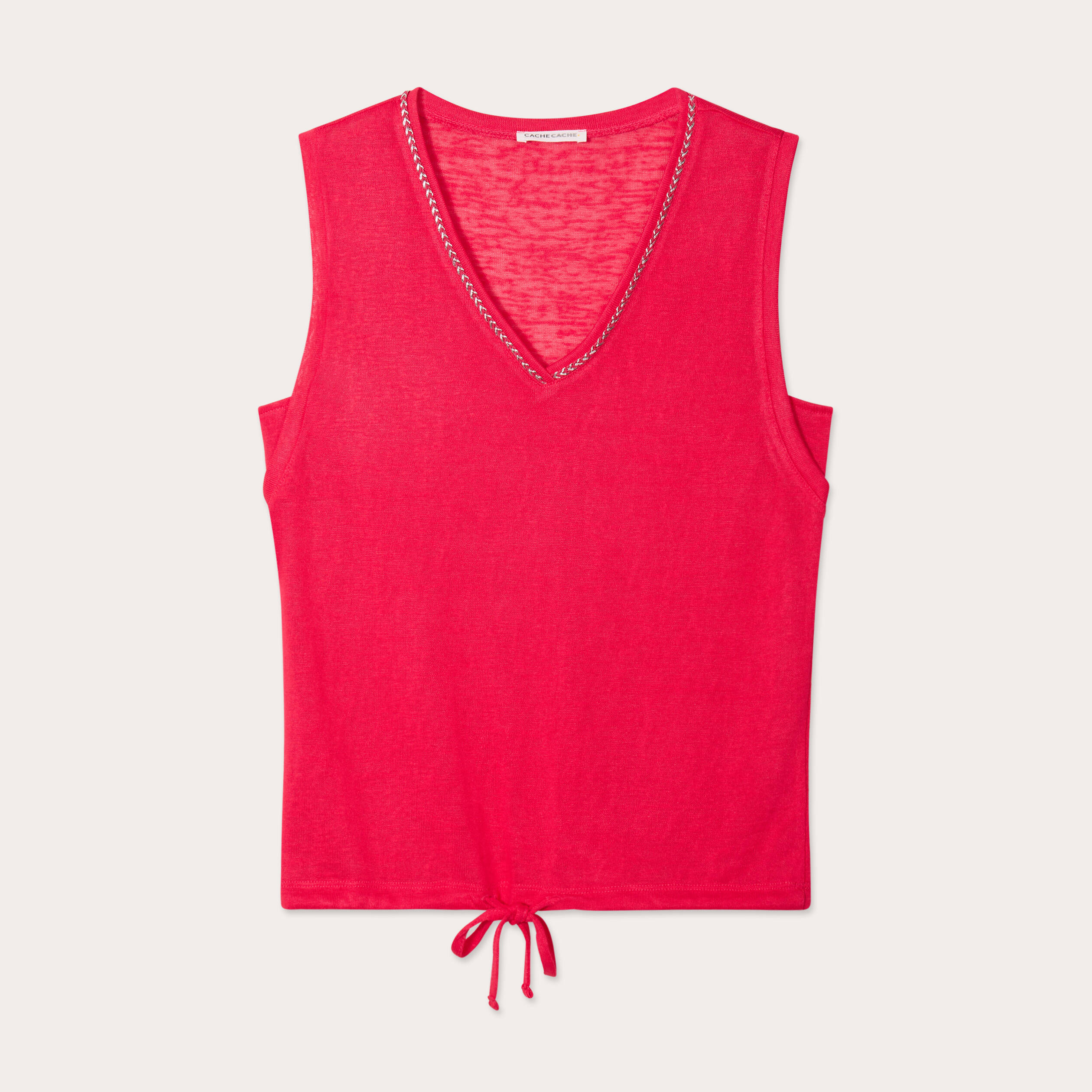 D&eacute;bardeur d&eacute;tail noeud rose vif femme