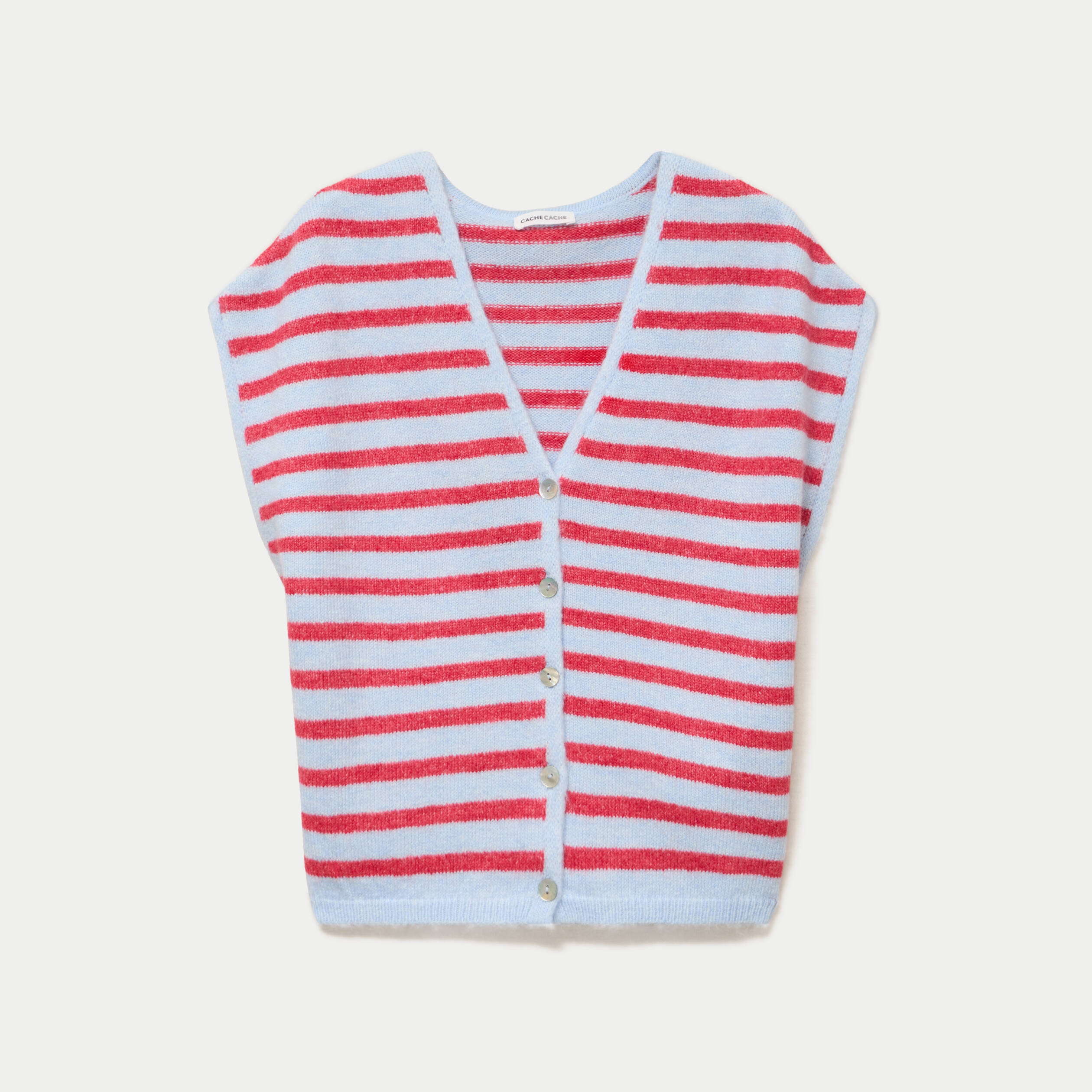 Gilet sans manches col v bleu femme