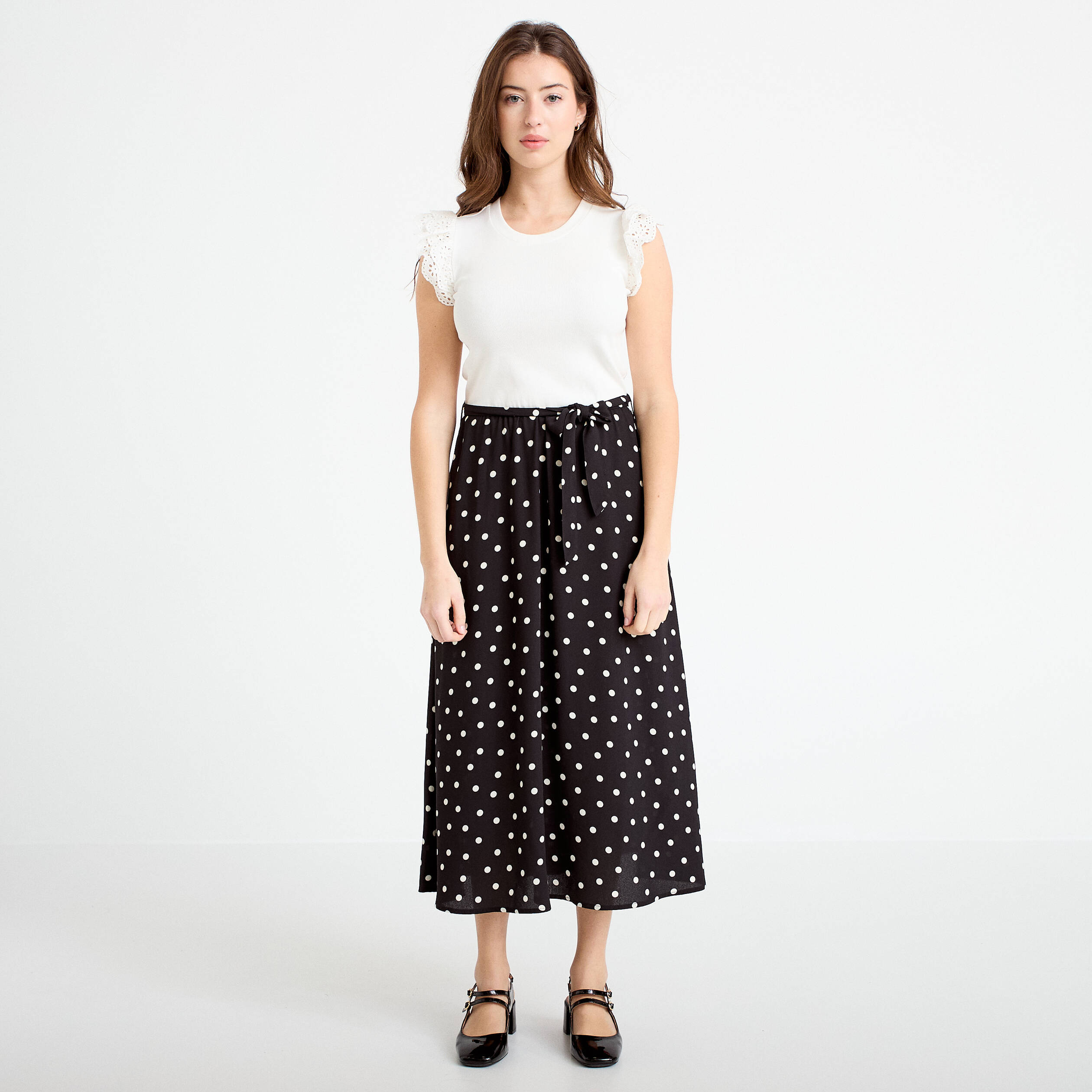 Robe longue bi-mati&egrave;re noir femme