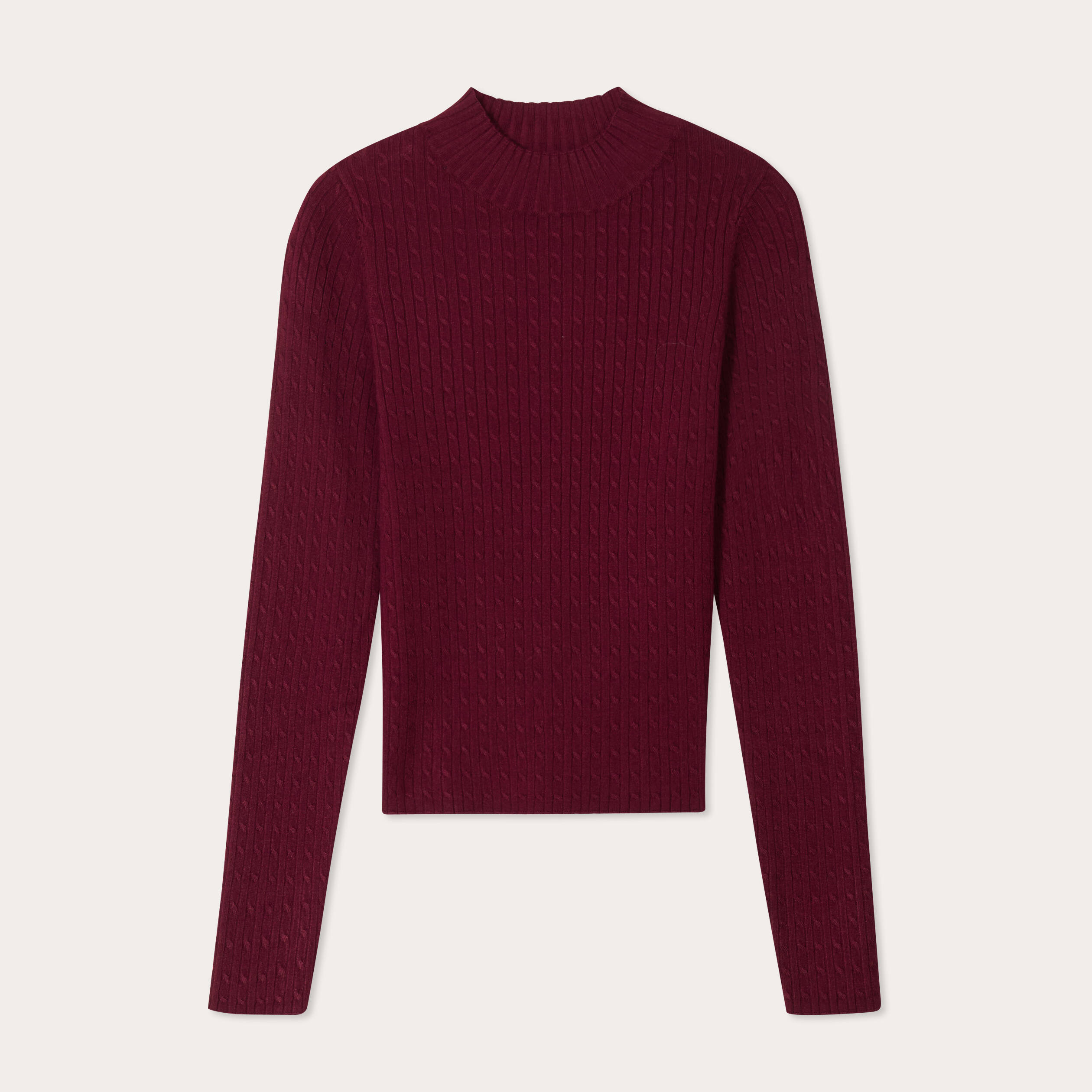 pull col montant torsades bordeaux femme Pull col montant torsades bordeaux femme