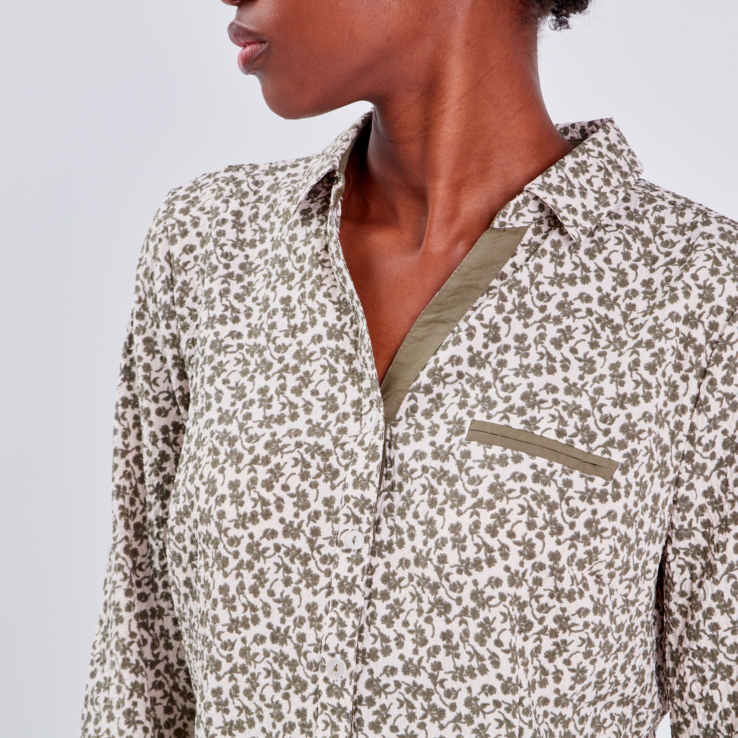 blouse manches 34 vert kaki femme Blouse manches 3/4 vert kaki femme