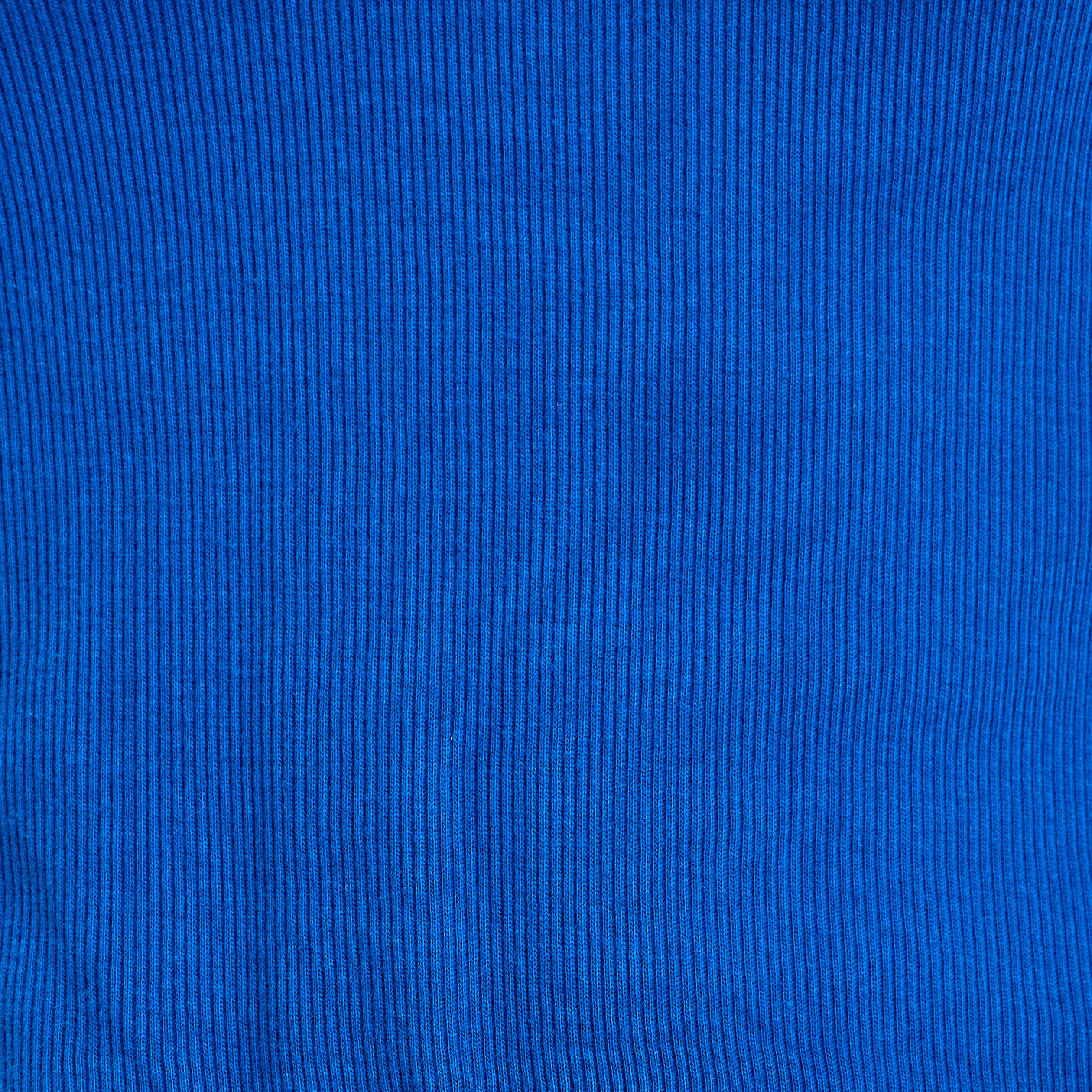 T-shirt côtelé manches courtes bleu electrique femme