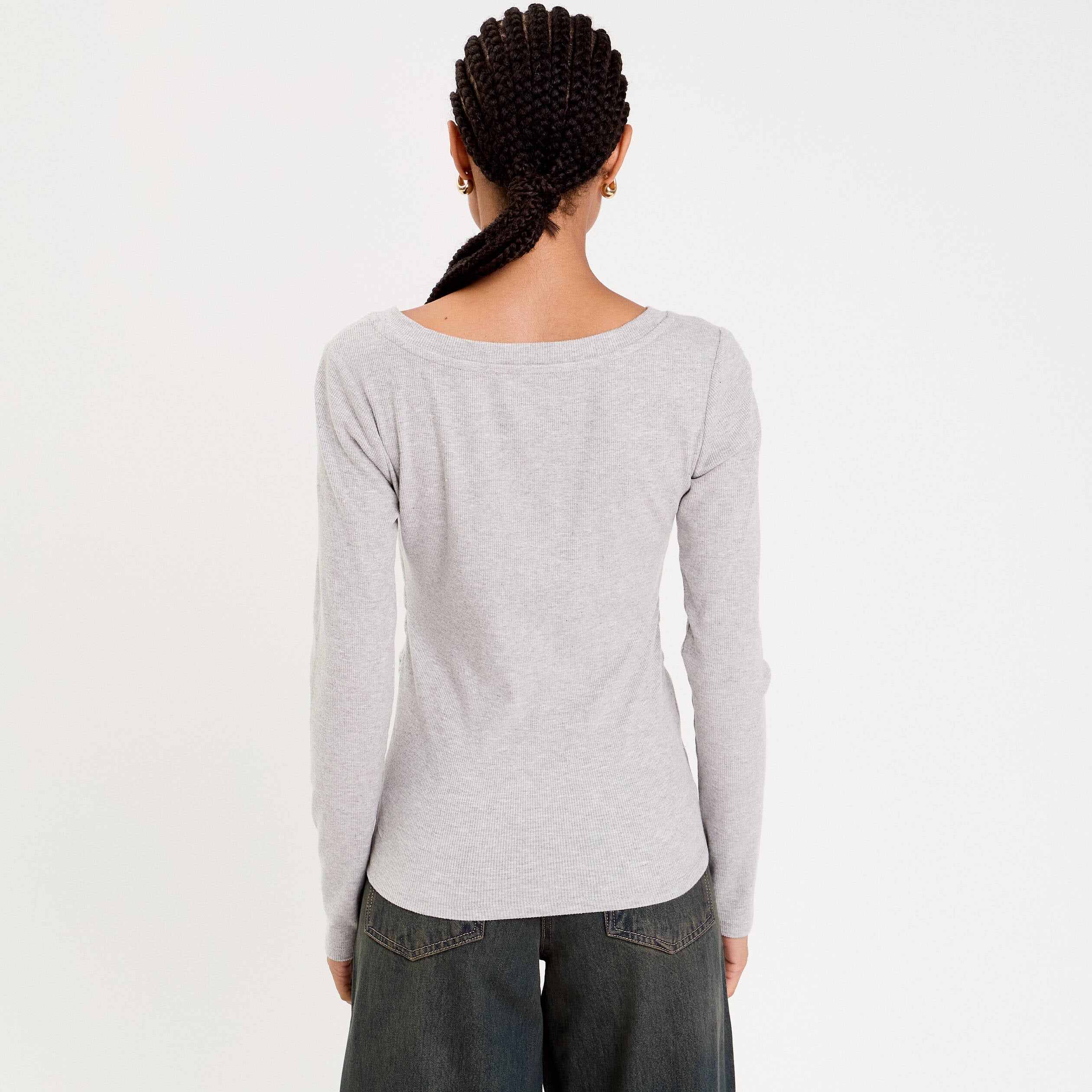 Top à manches longues en microfibre - Gris foncé - FEMME | H&M FR