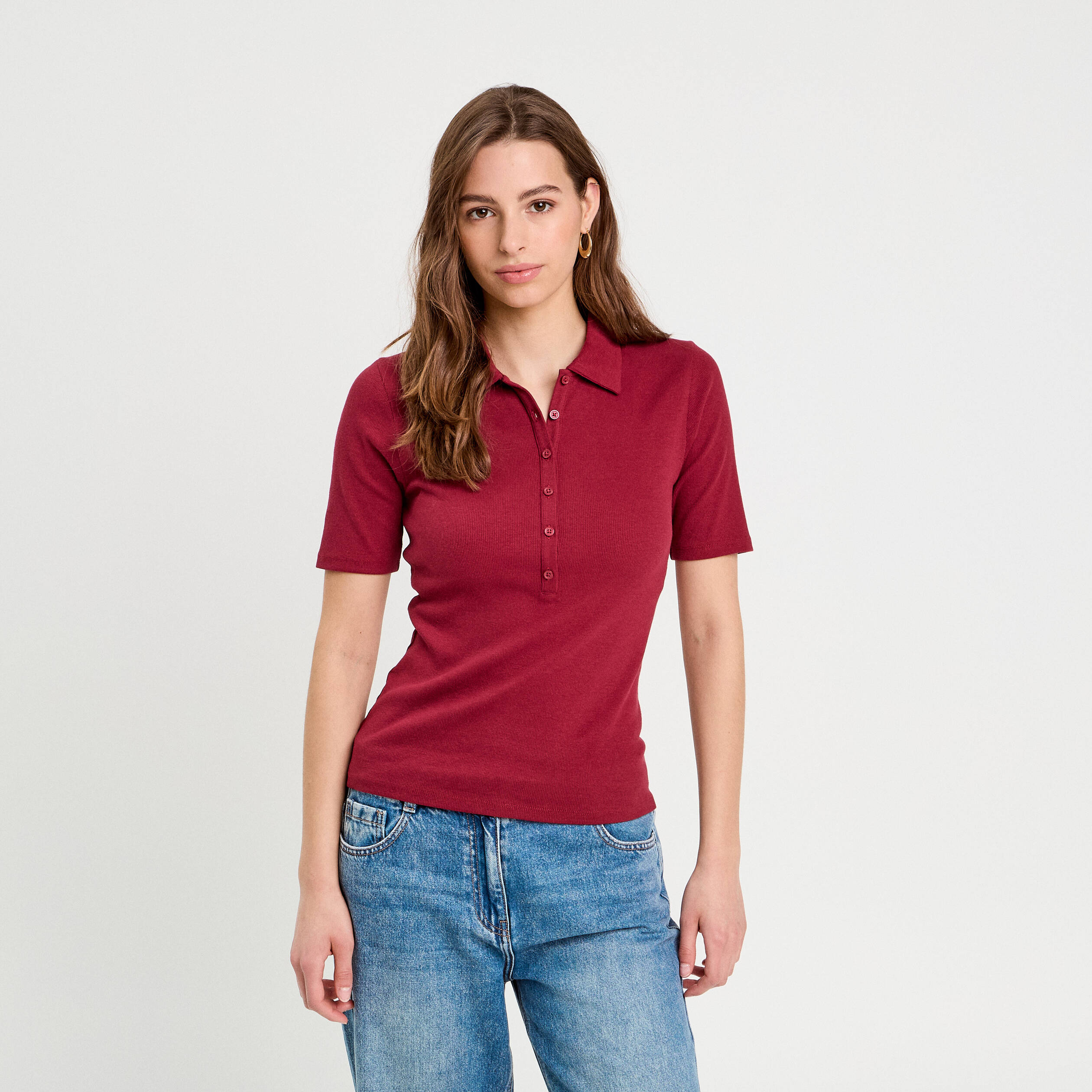 polo manches courtes rouge fonce femme Polo manches courtes rouge foncé femme