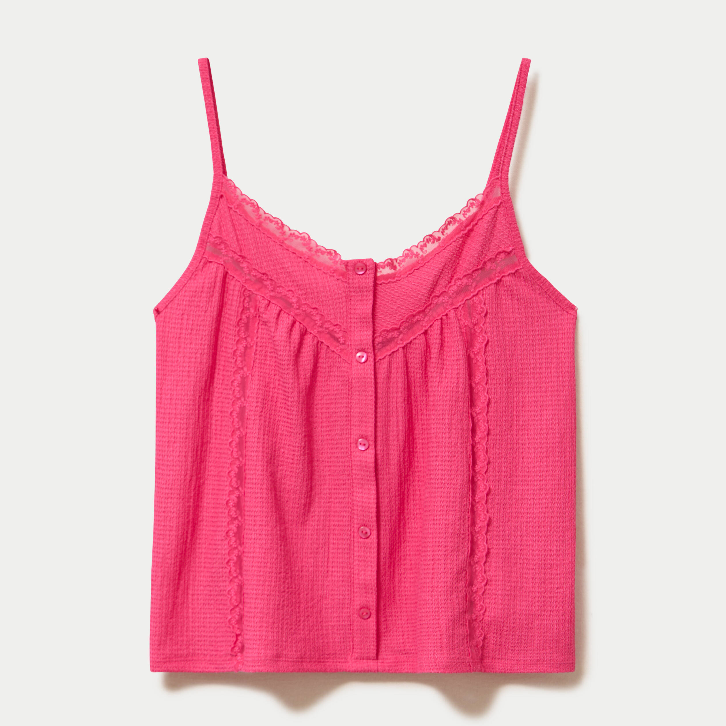 D&eacute;bardeur d&eacute;tails dentelle rose fushia femme
