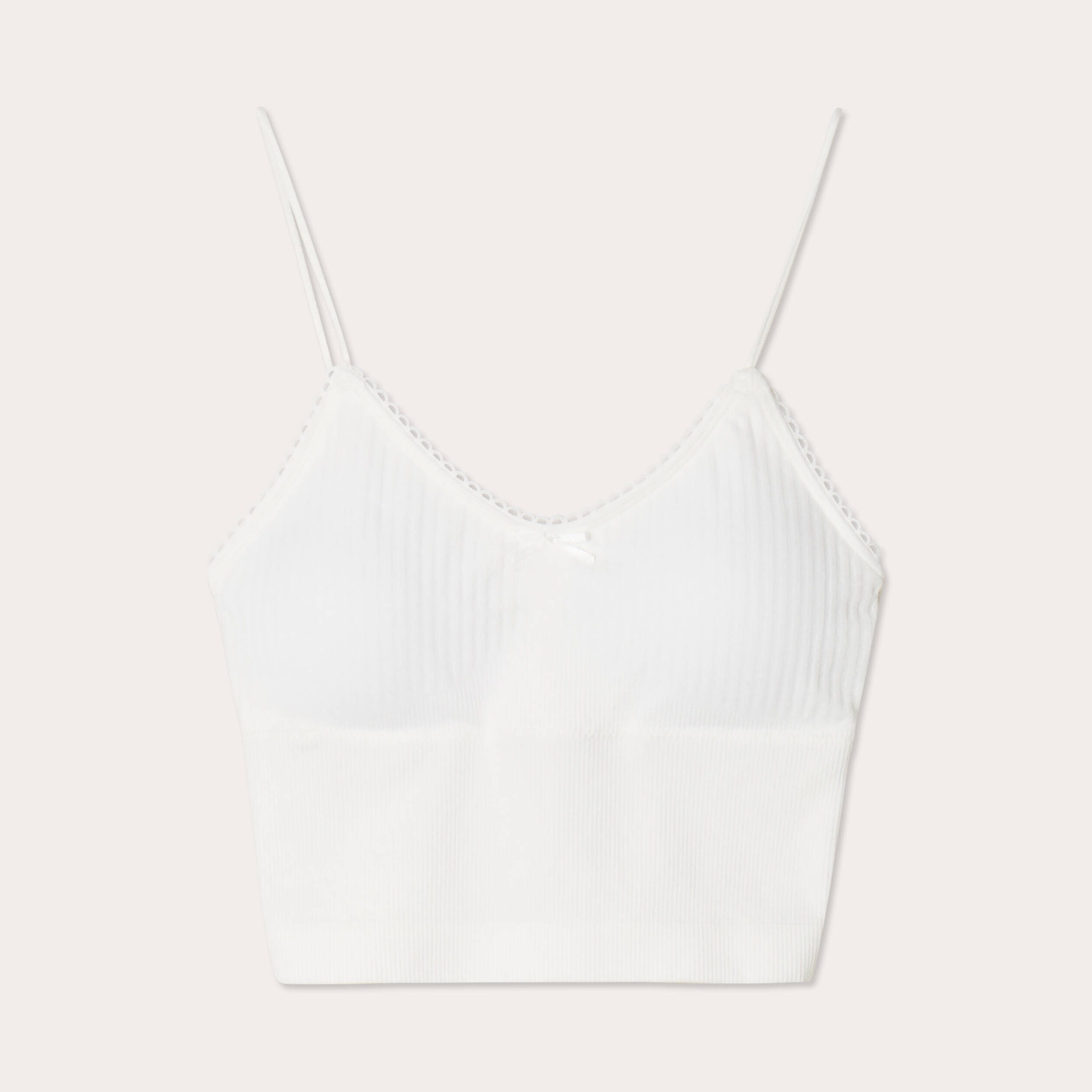 Crop top c&ocirc;tel&eacute; ecru femme