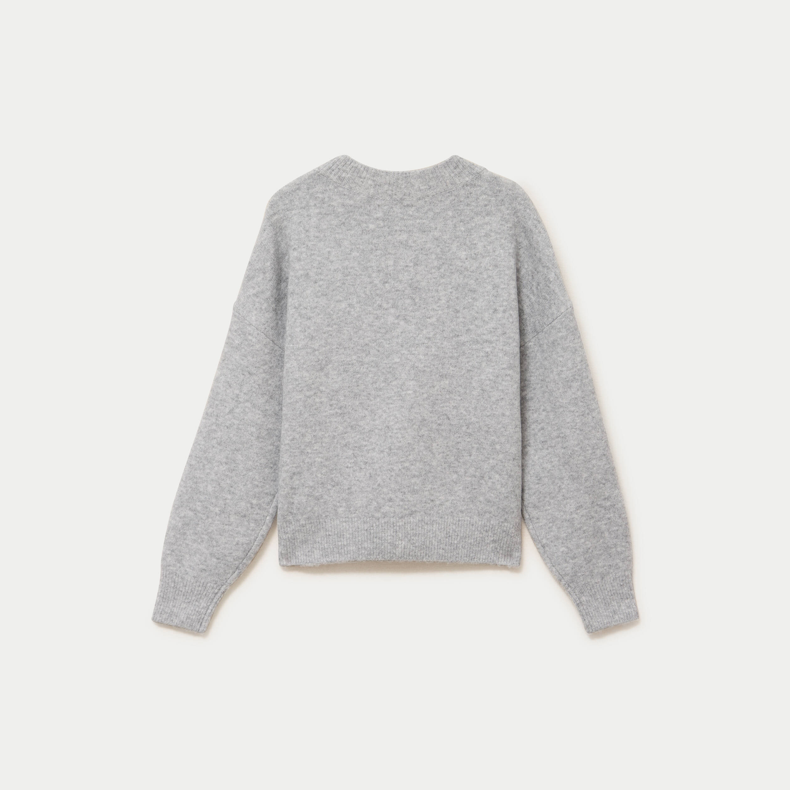 Pull ample col rond manches longues gris clair femme