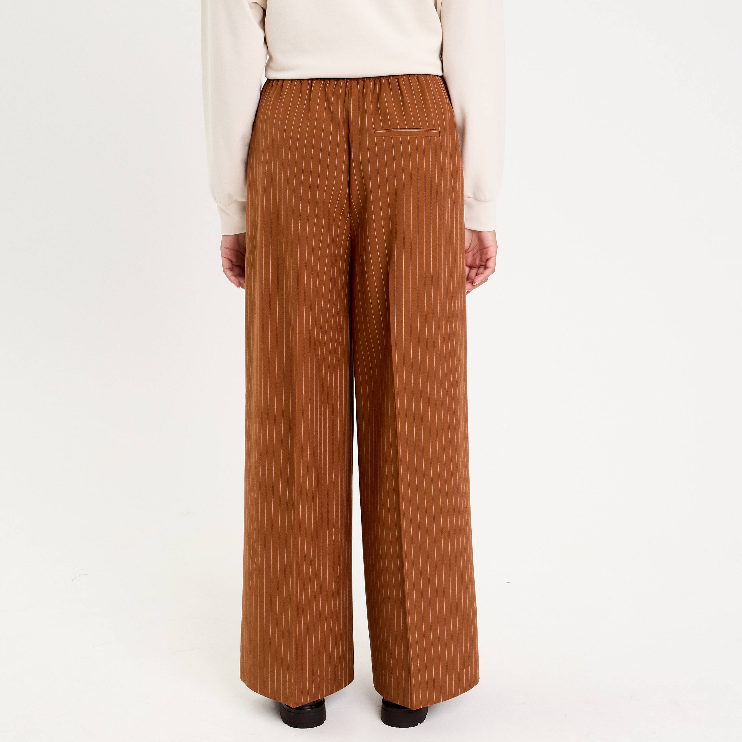 Pantalon large fluide orange fonc&eacute; femme