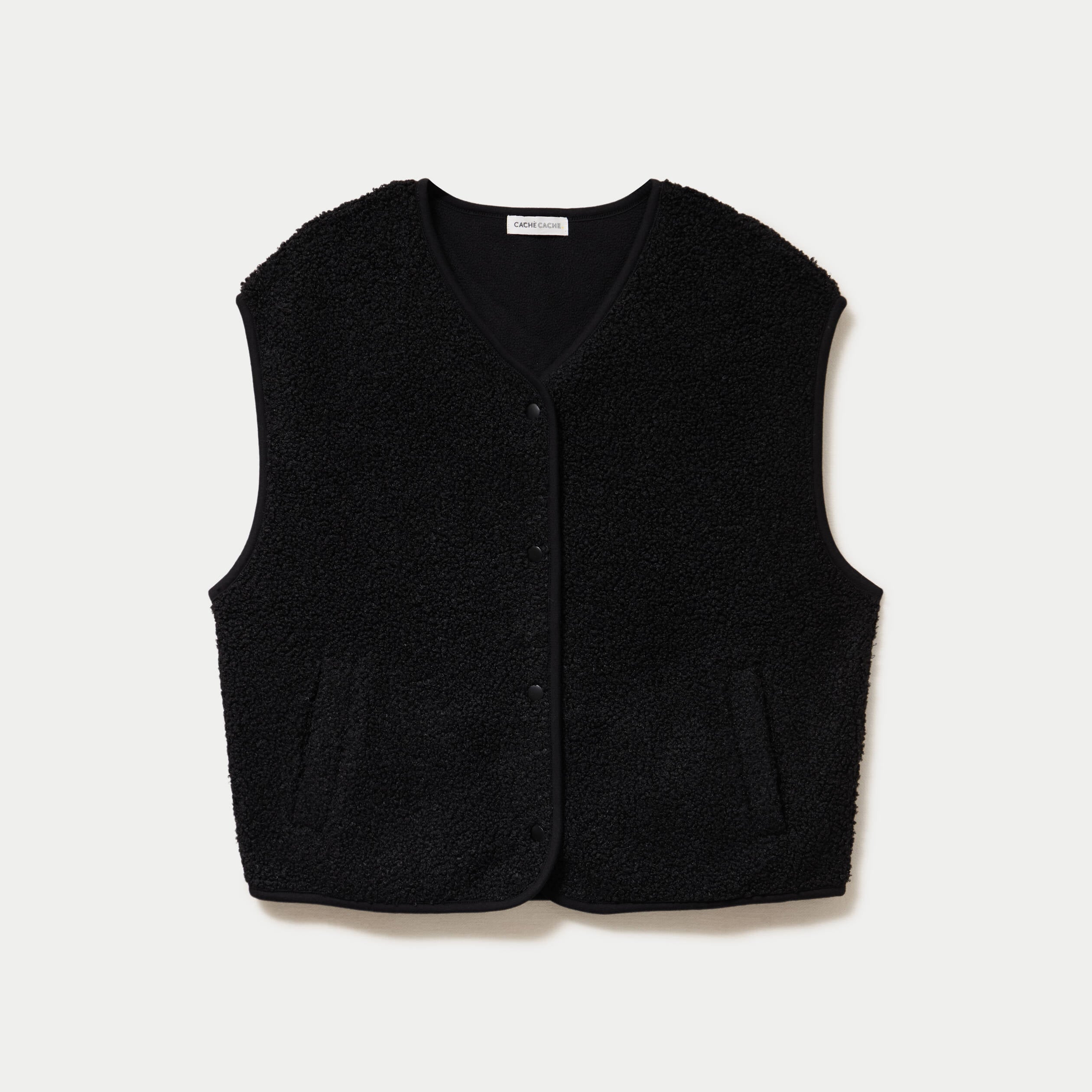 Gilet sans manches effet polaire noir femme