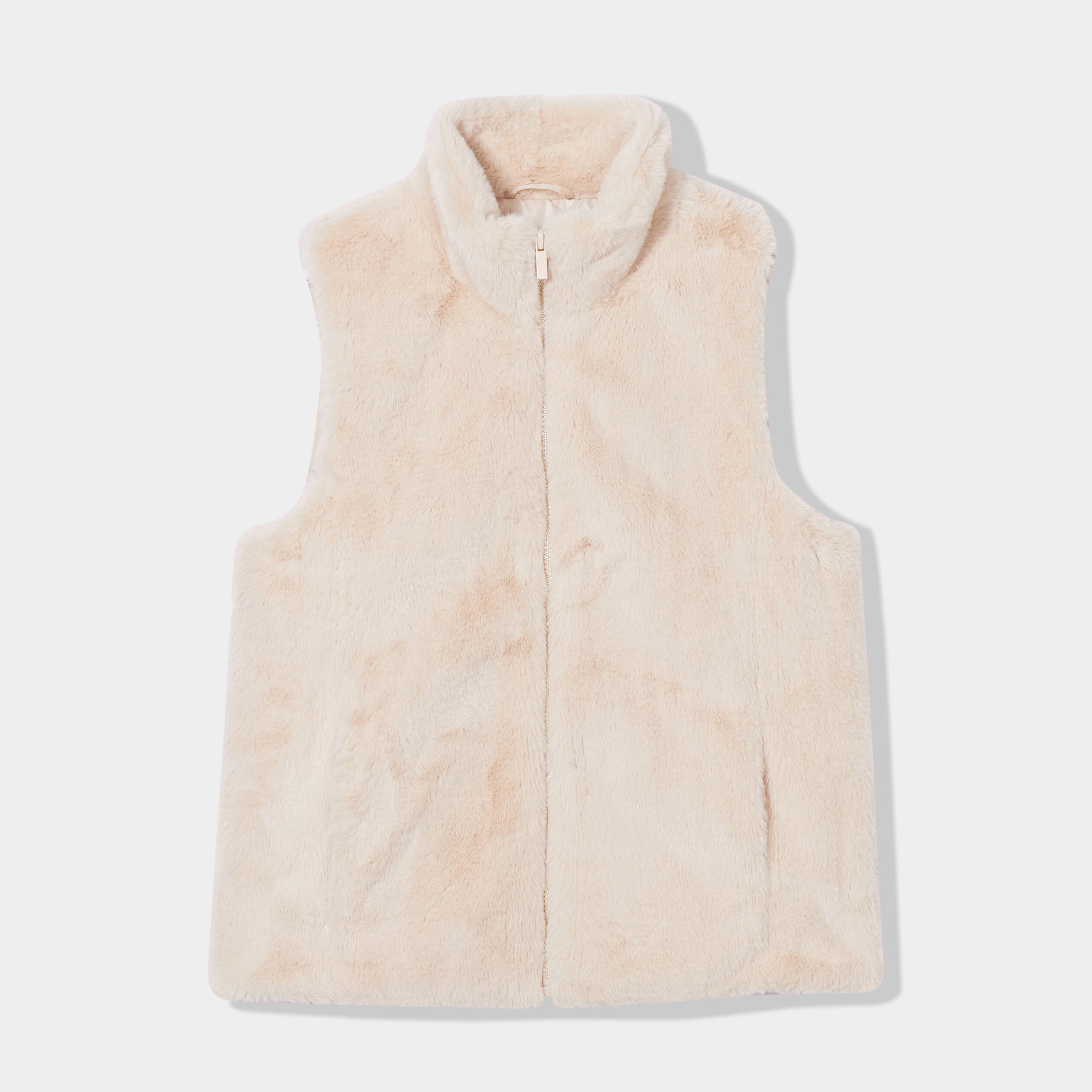 Veste sans manches fermeture zipp&eacute;e ivoire femme