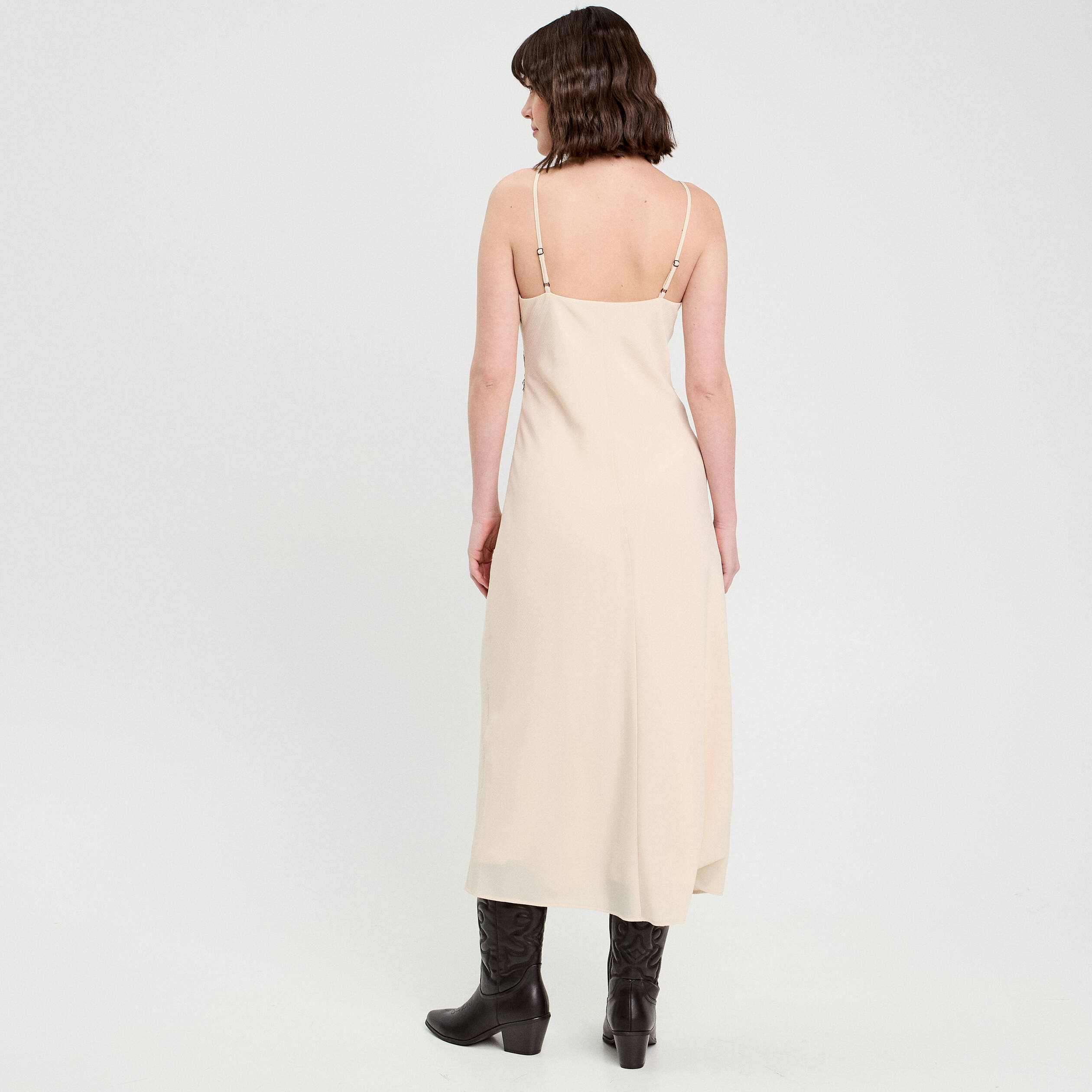 robe longue ajustee dentelle sable femme Robe longue ajustée dentelle sable femme