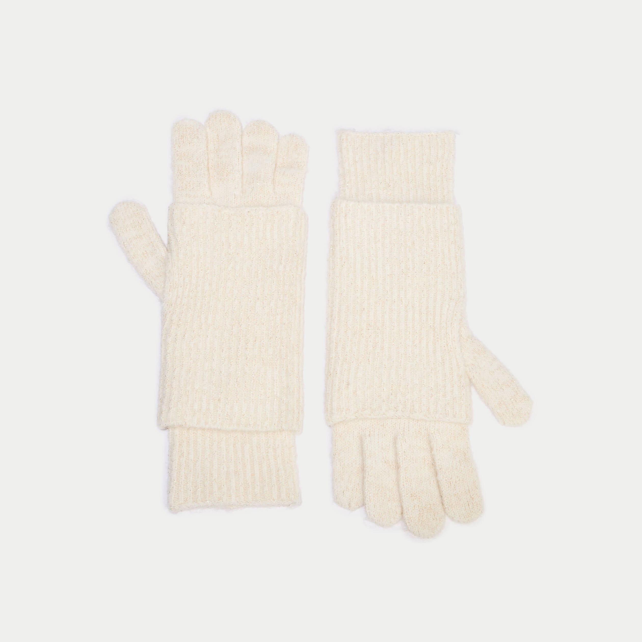 Gants 2-en-1 ivoire femme