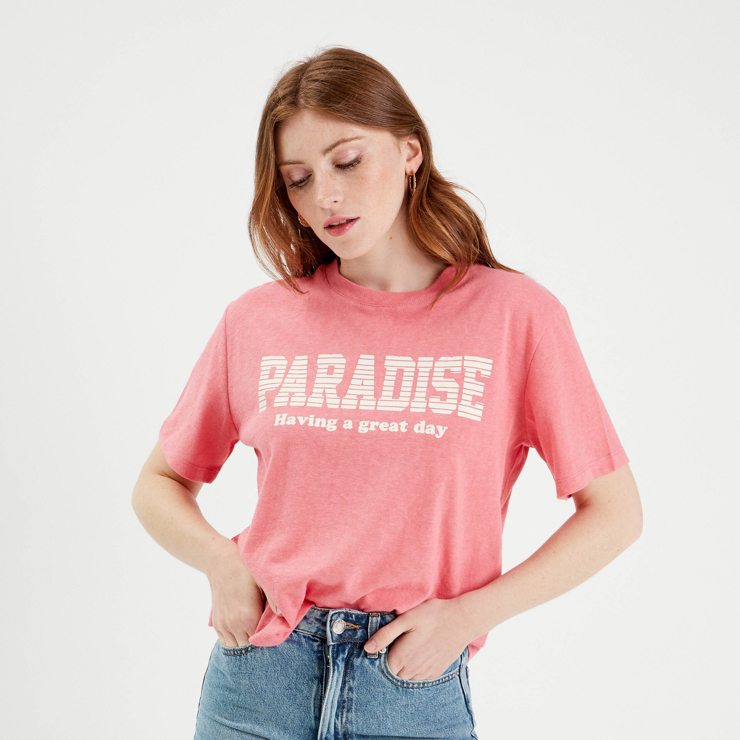 t shirt manches courtes rose femme T-shirt manches courtes rose femme