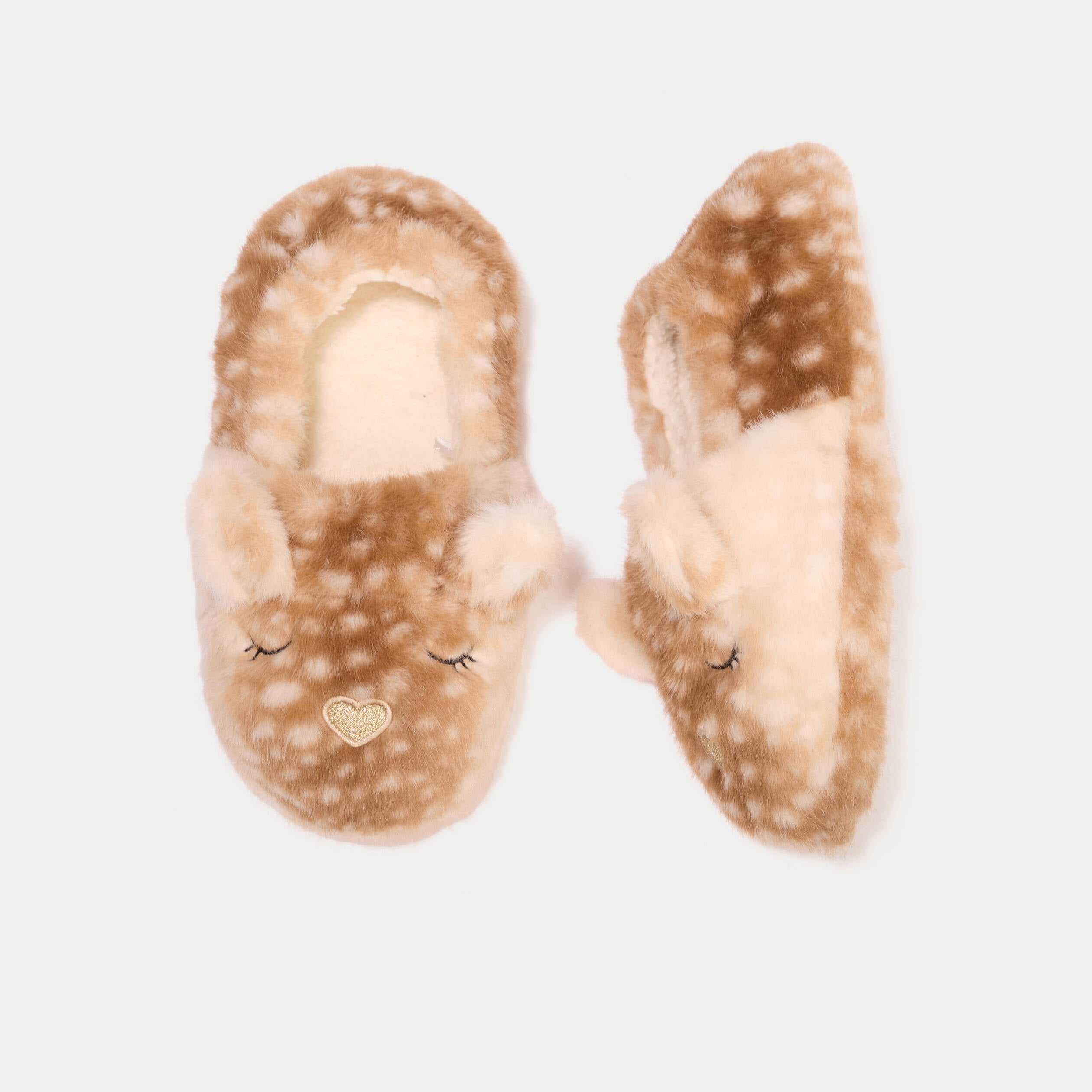 Chaussons en fausse fourrure sable femme