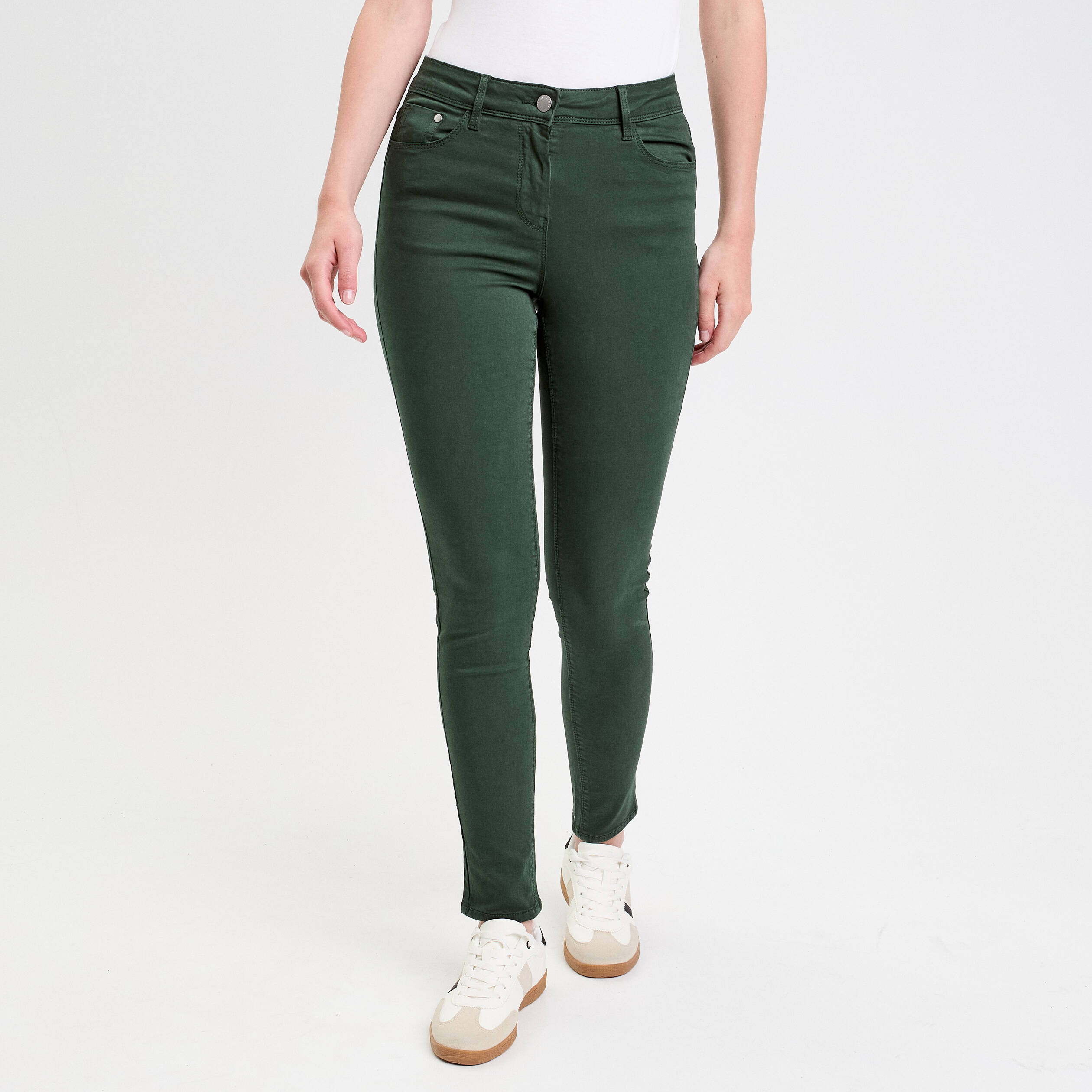 Jeans slim 5 poches vert foncé femme