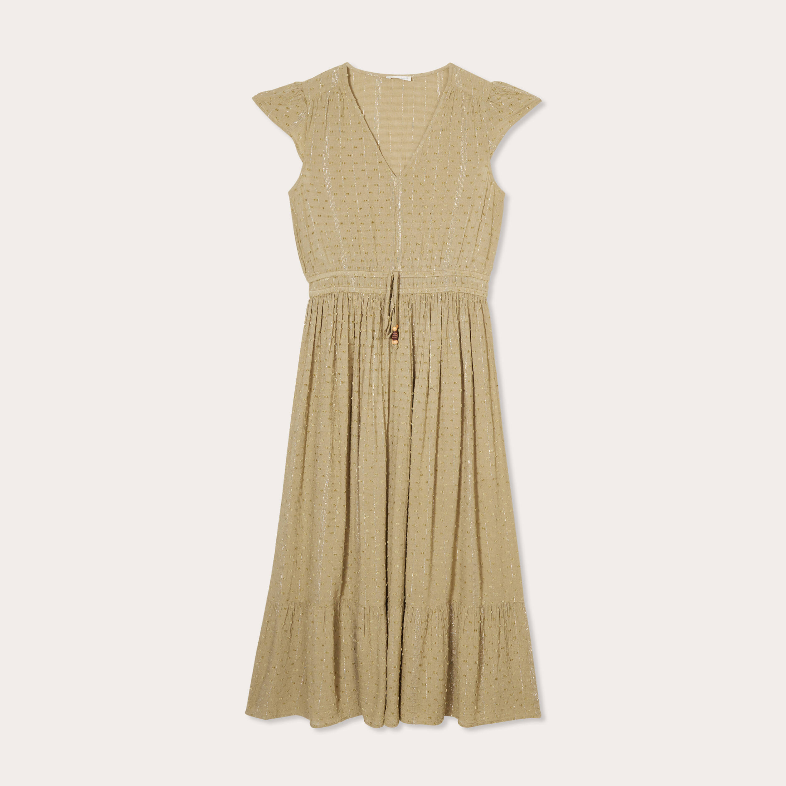 Robe longue evasee plumetis vert pastel femme Vibs
