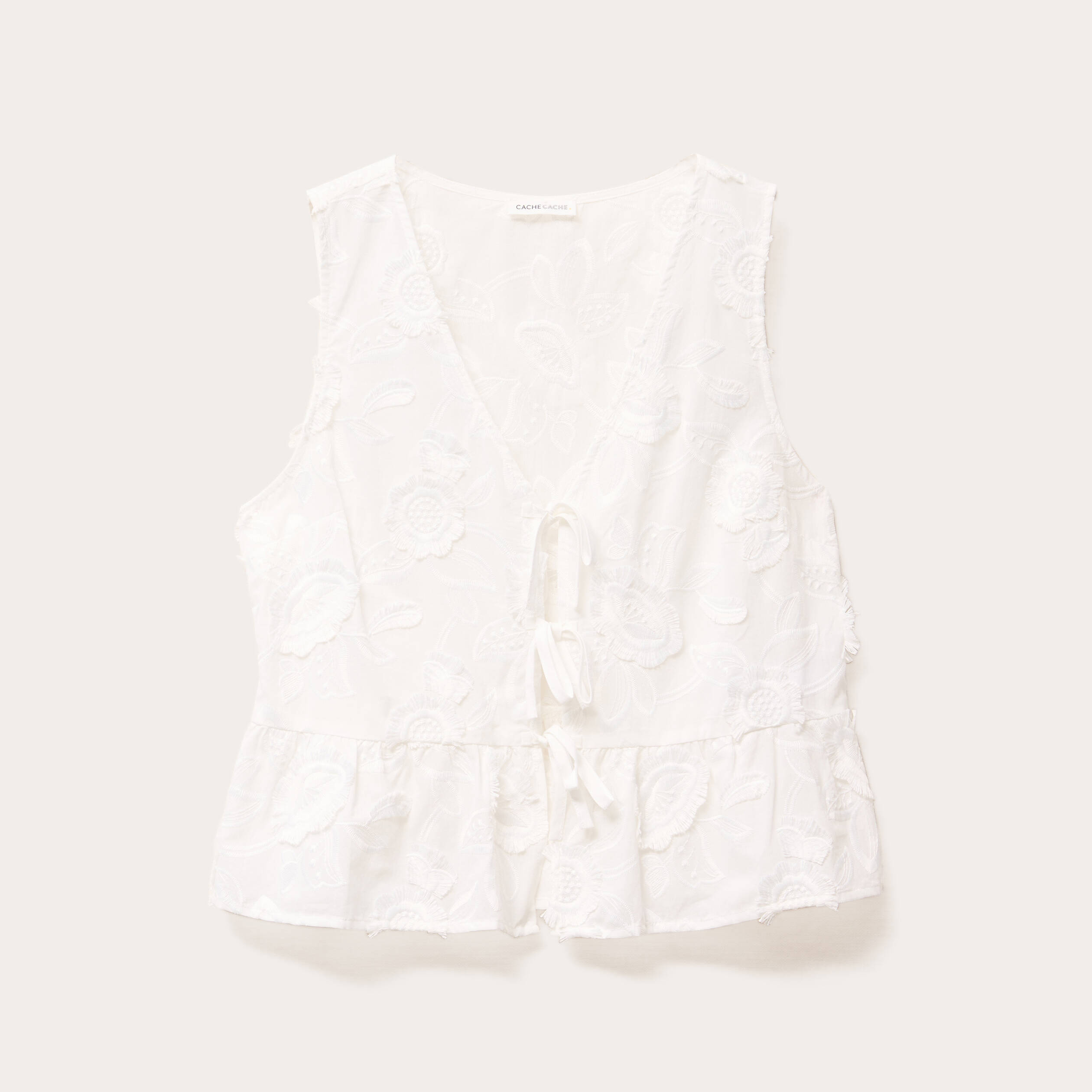 blouse sans manches nouee blanc femme Blouse sans manches nouée blanc femme