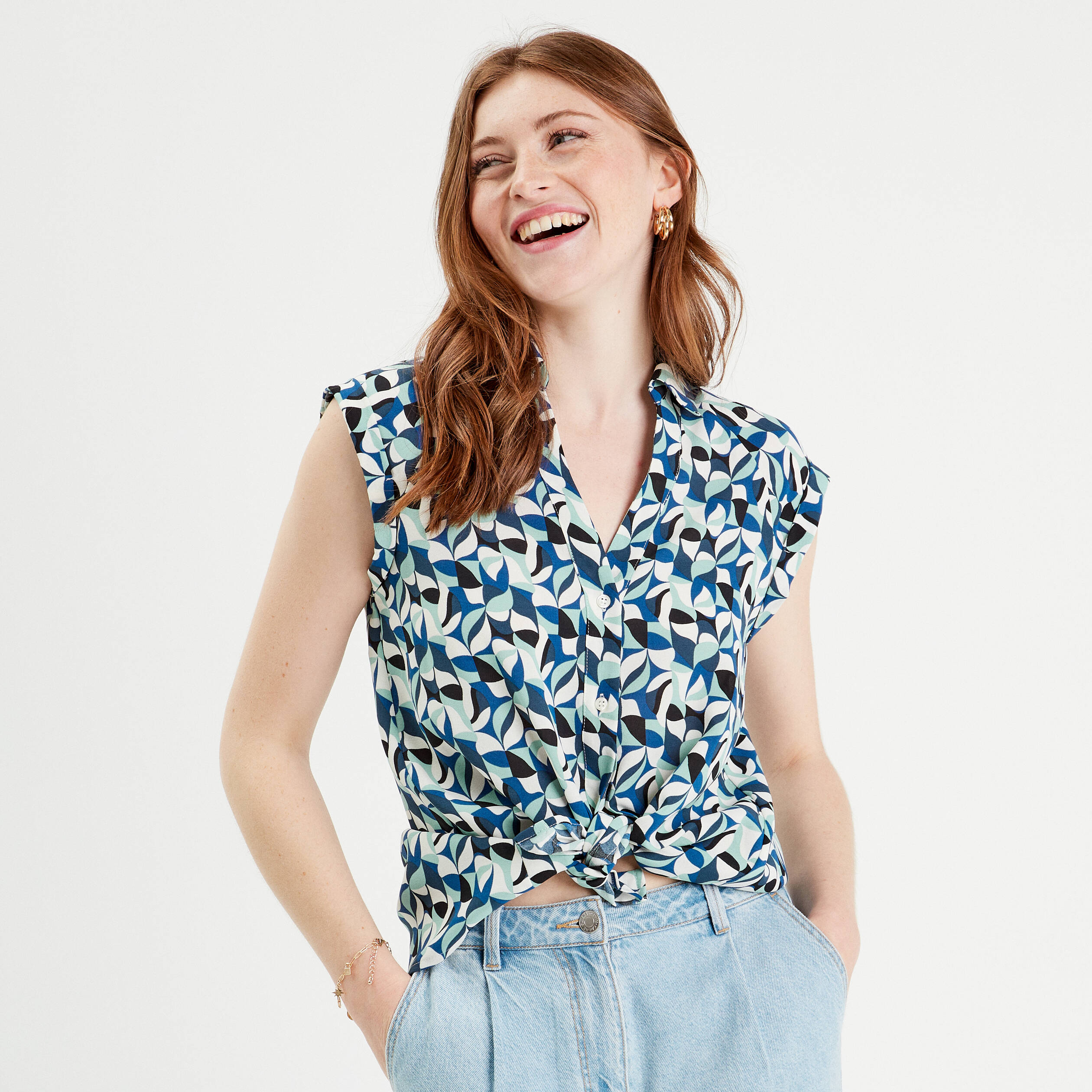 blouse sans manches bleu femme Blouse sans manches bleu femme
