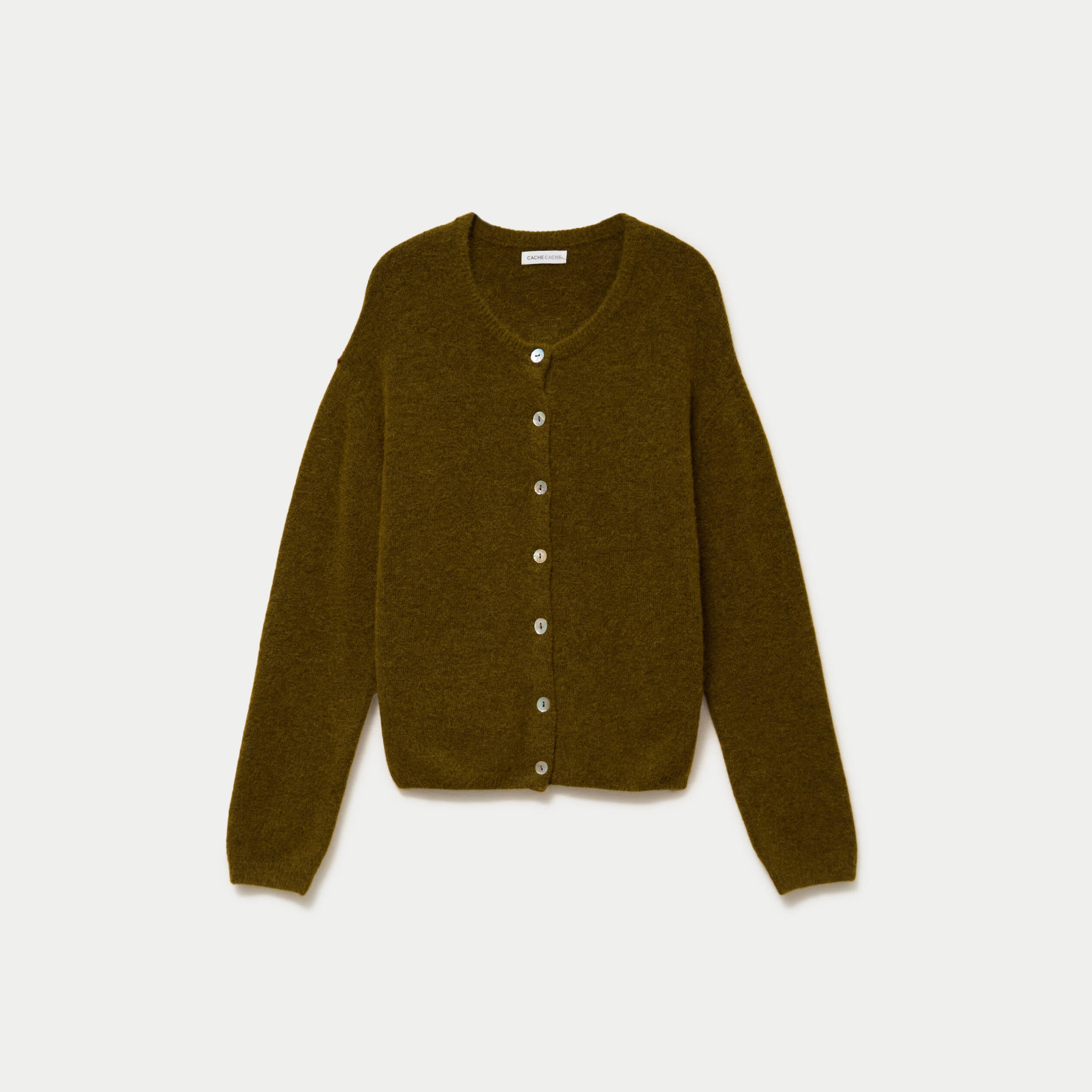 Gilet manches longues vert olive femme