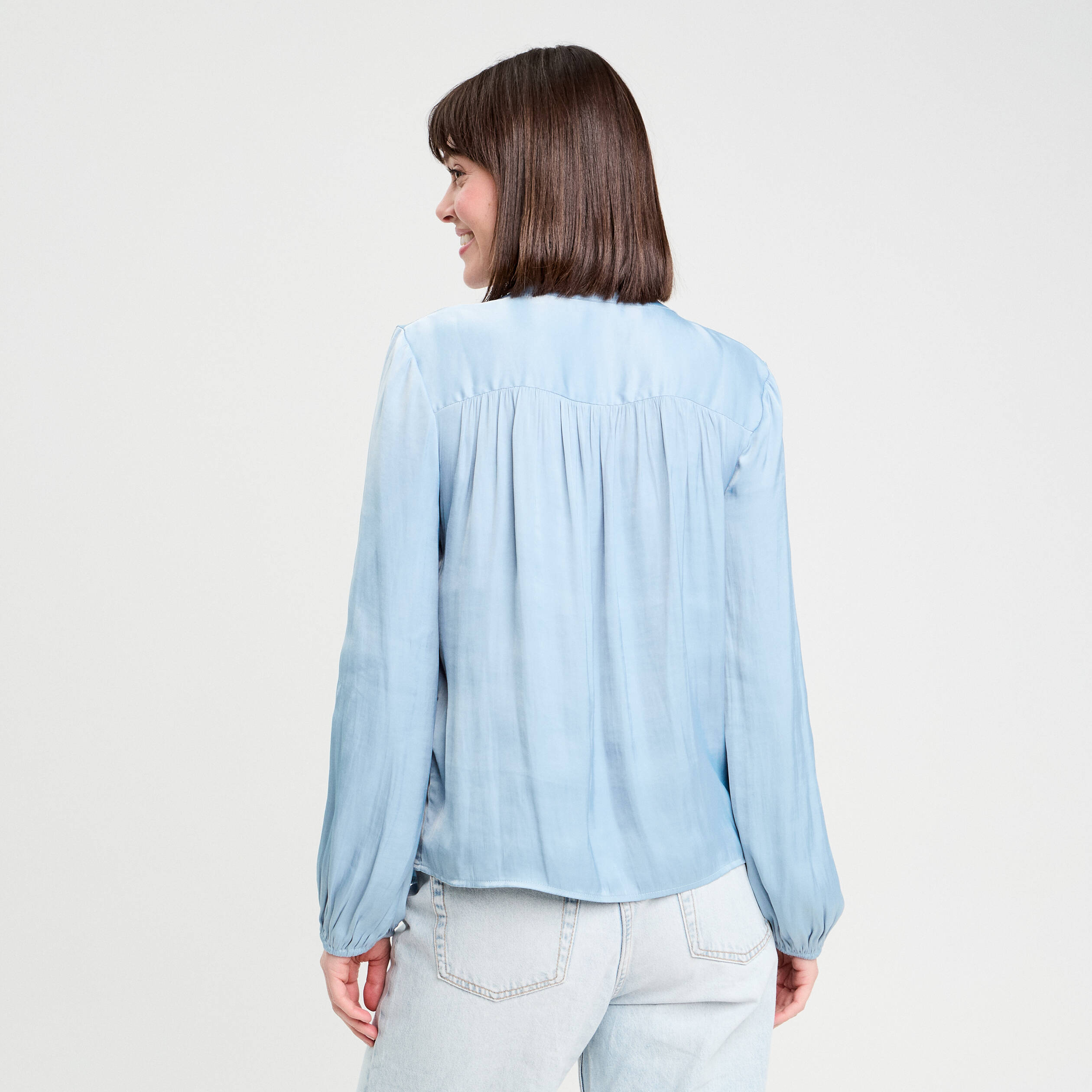 Blouse ESPRIT Manches Longues Femme – Taille 36 (Bleu/Blanc)