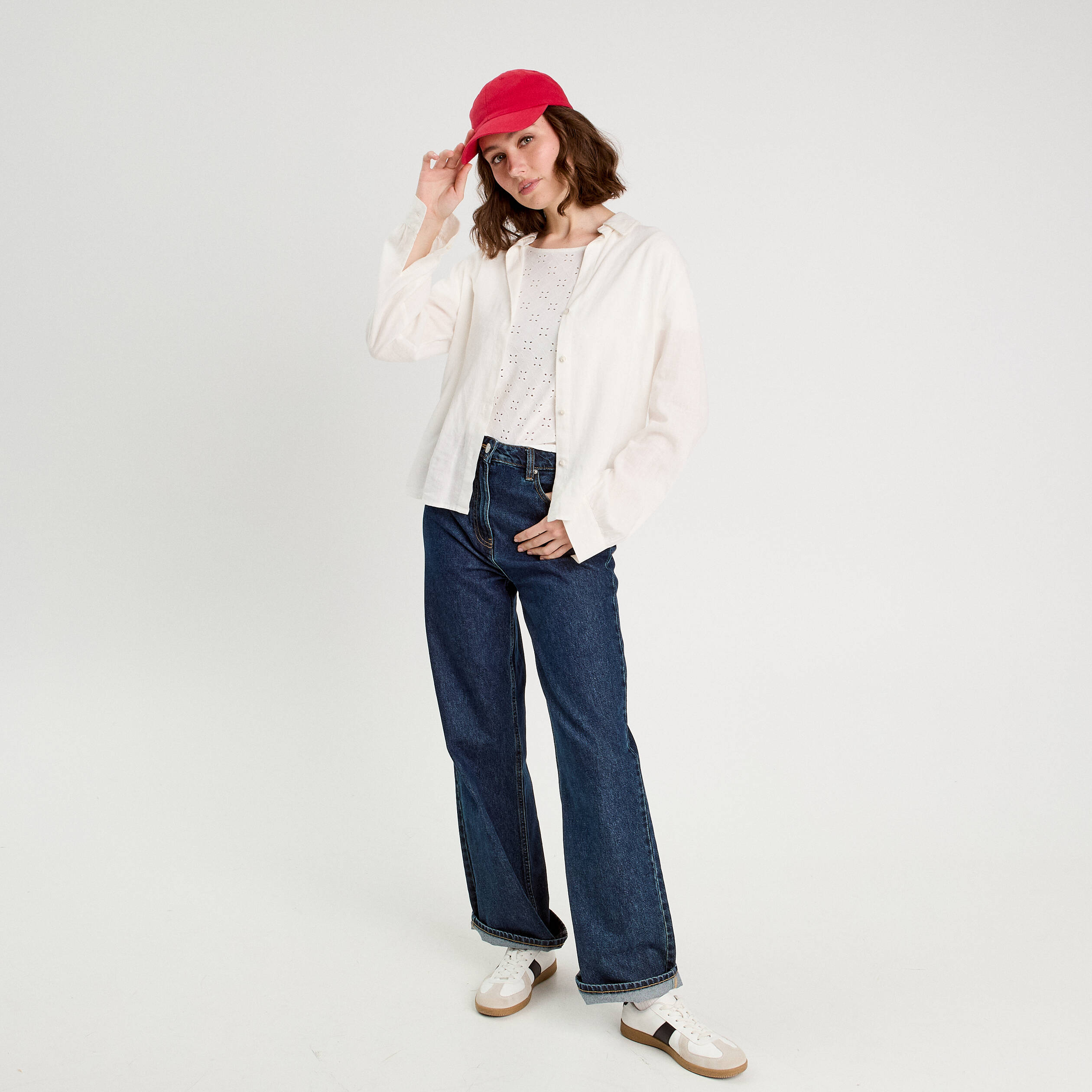 T-shirt broderie anglaise ecru femme