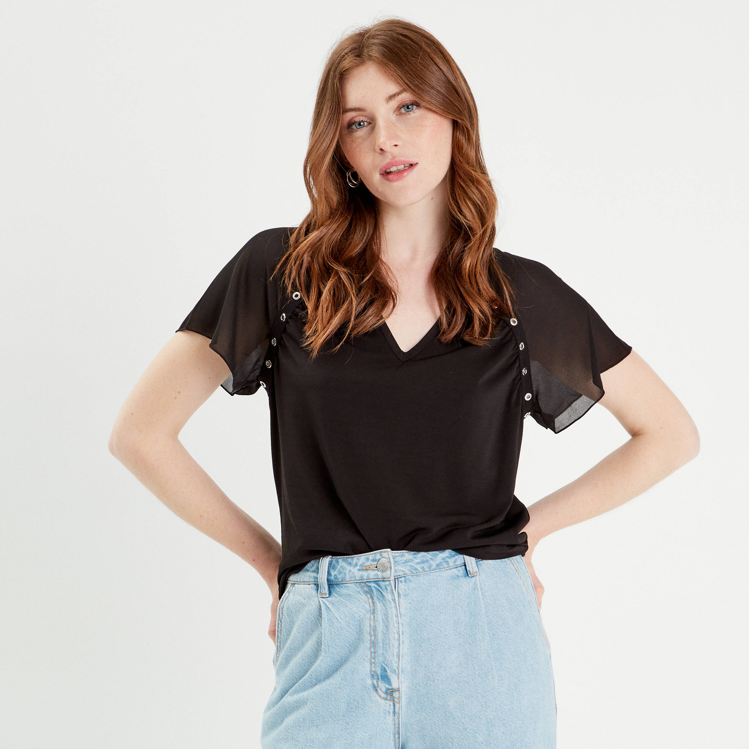 blouse manches courtes noir femme Blouse manches courtes noir femme