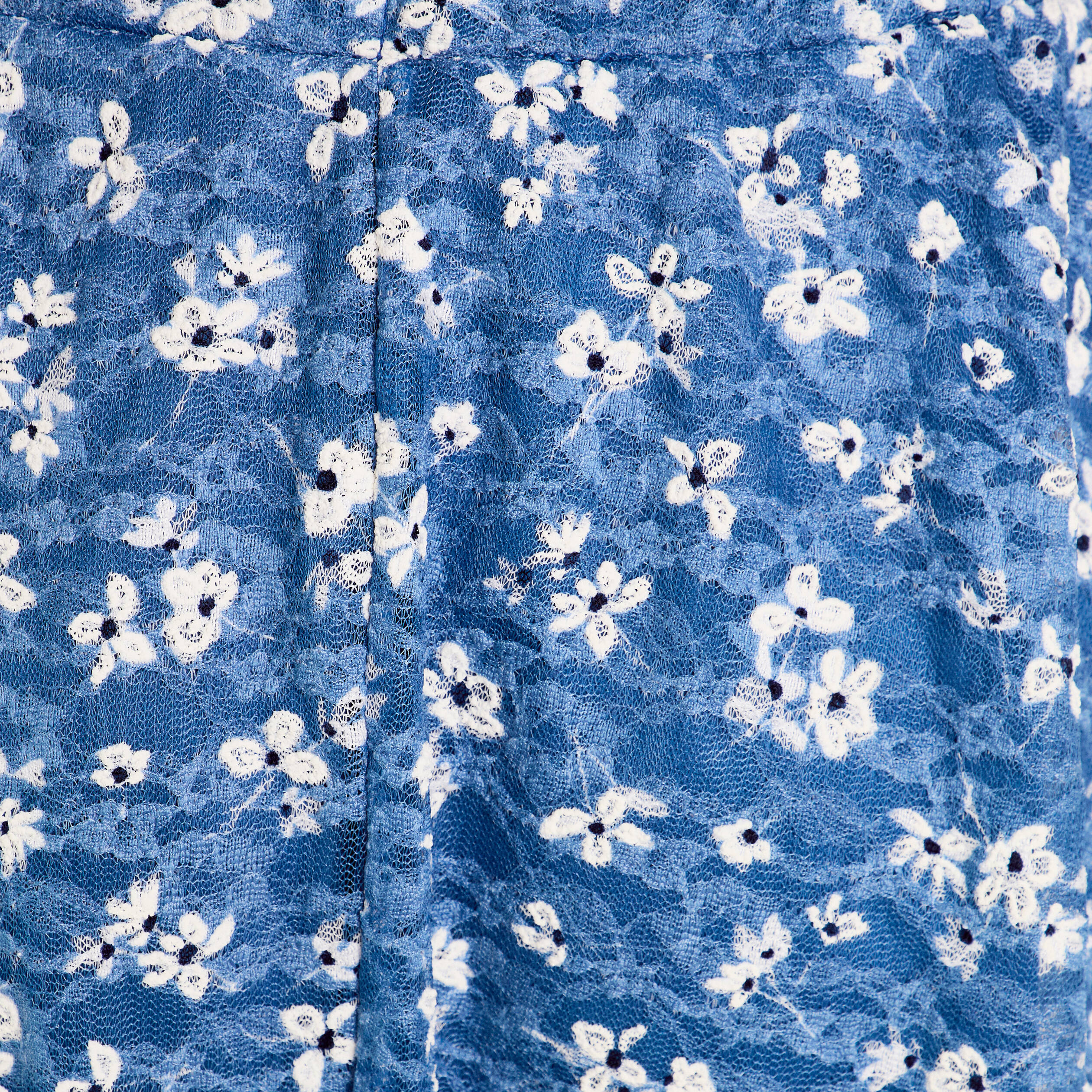 Jupe Courte Bleue M&S (Marks And Spencer) Taille 12 - Broderie, Résille, Doublée - Occasion Très Bon État
