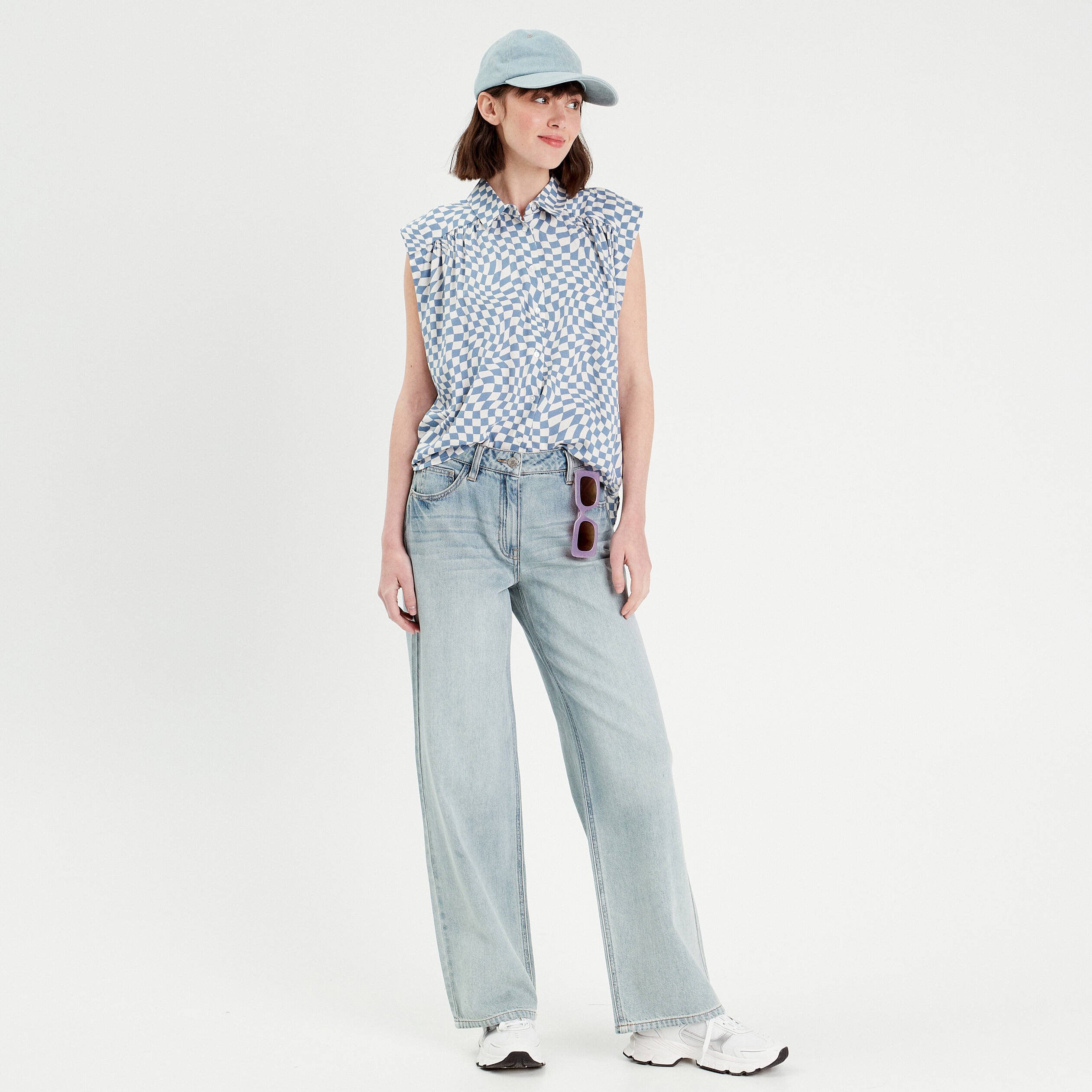 chemise sans manches bleu femme Chemise sans manches bleu femme