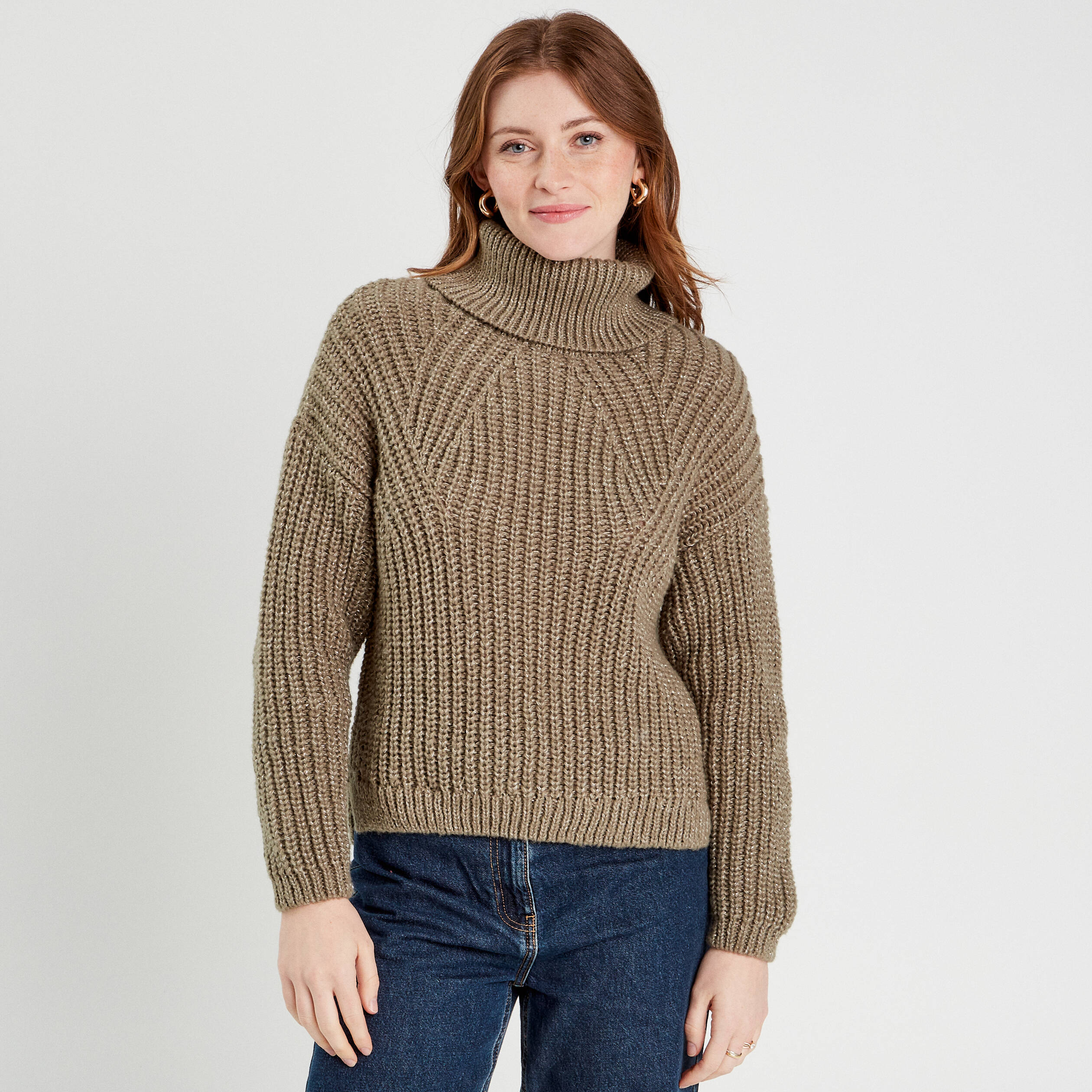 pull avec col roule vert kaki femme Pull avec col roulé vert kaki femme