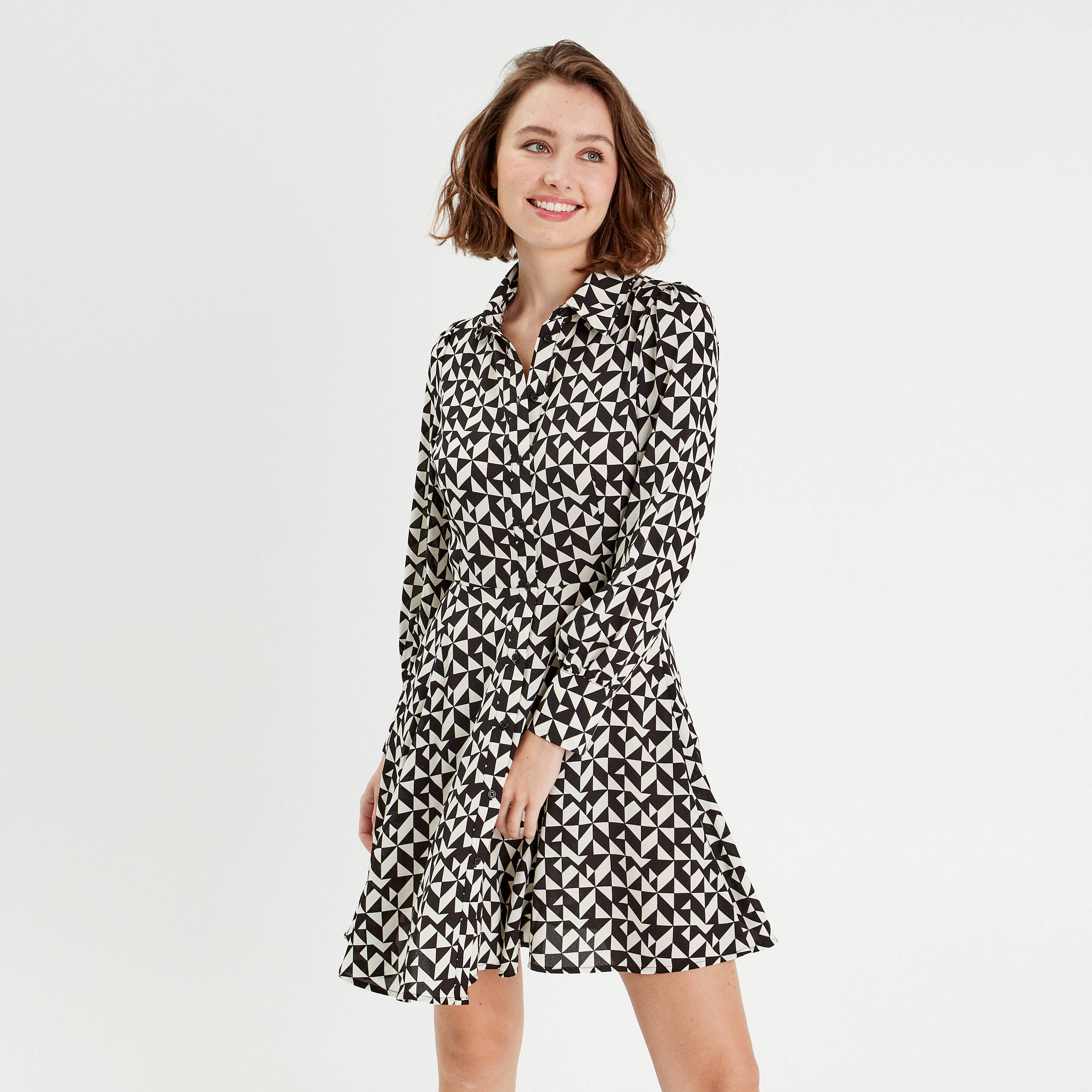 robe chemise patineuse noir femme Robe chemise patineuse noir femme