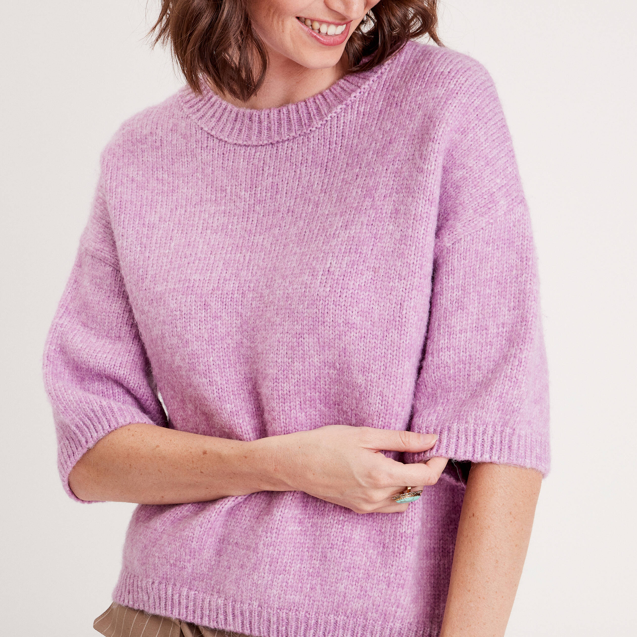 Pull mauve femme best sale