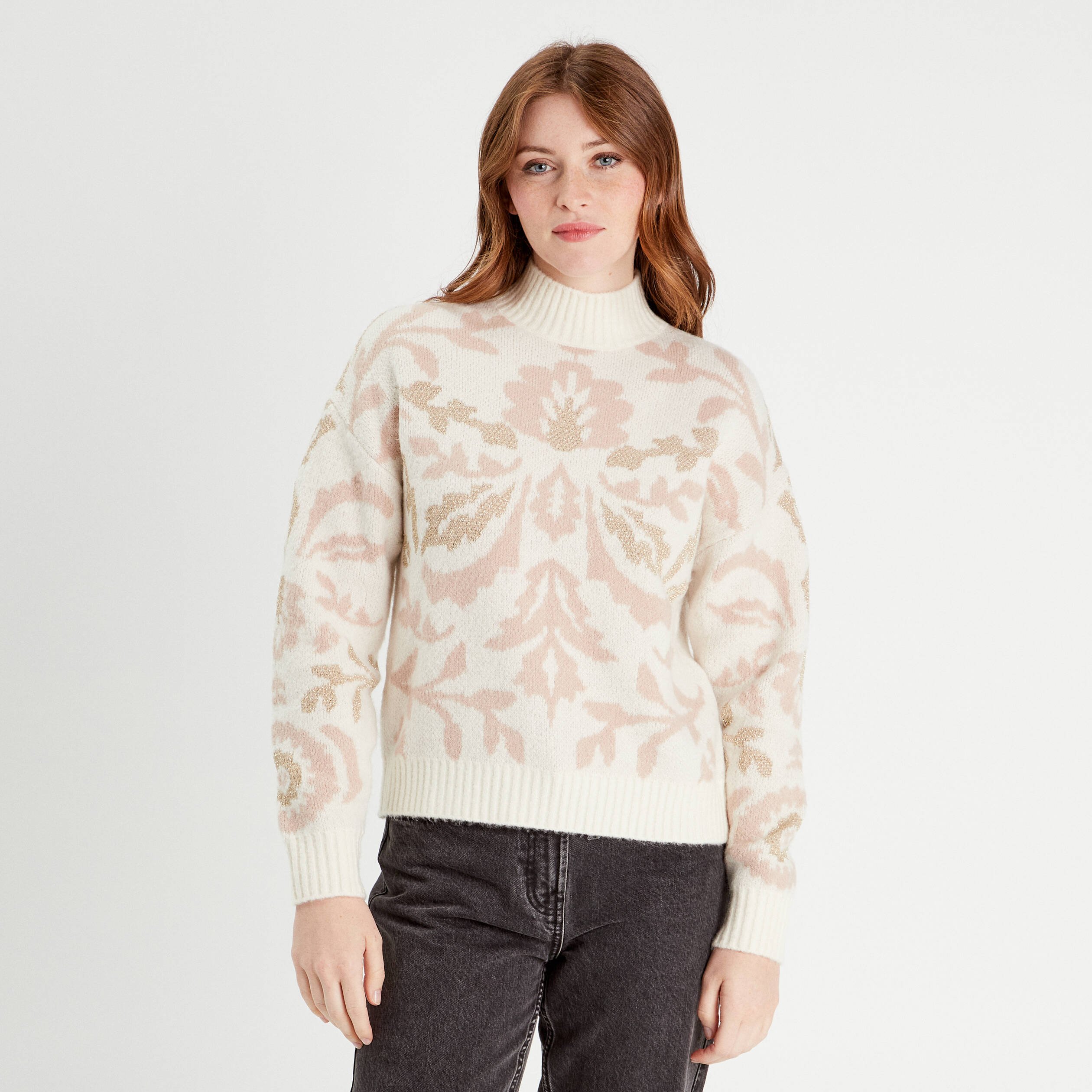 pull col montant ecru femme Pull col montant ecru femme