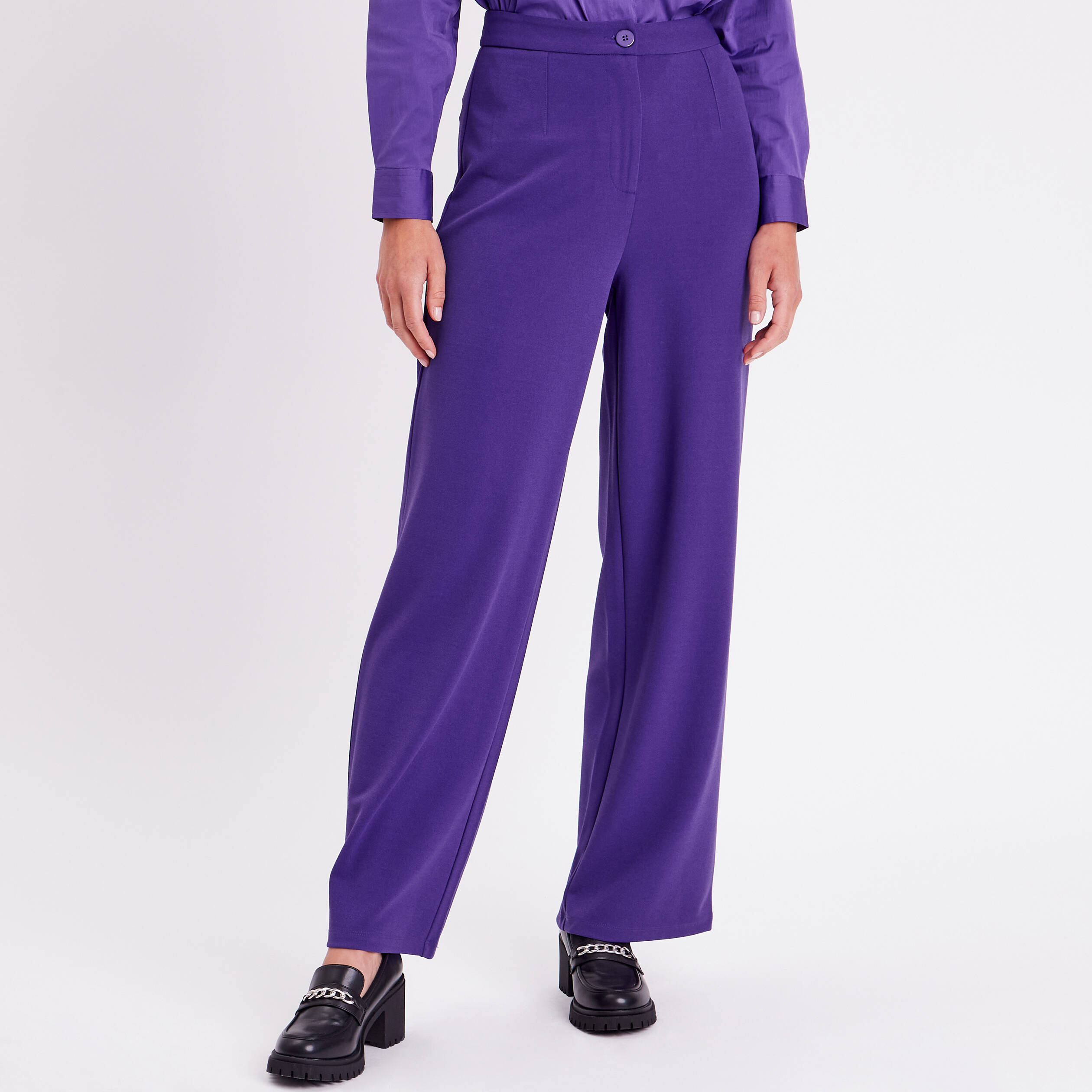 Pantalon large violet femme