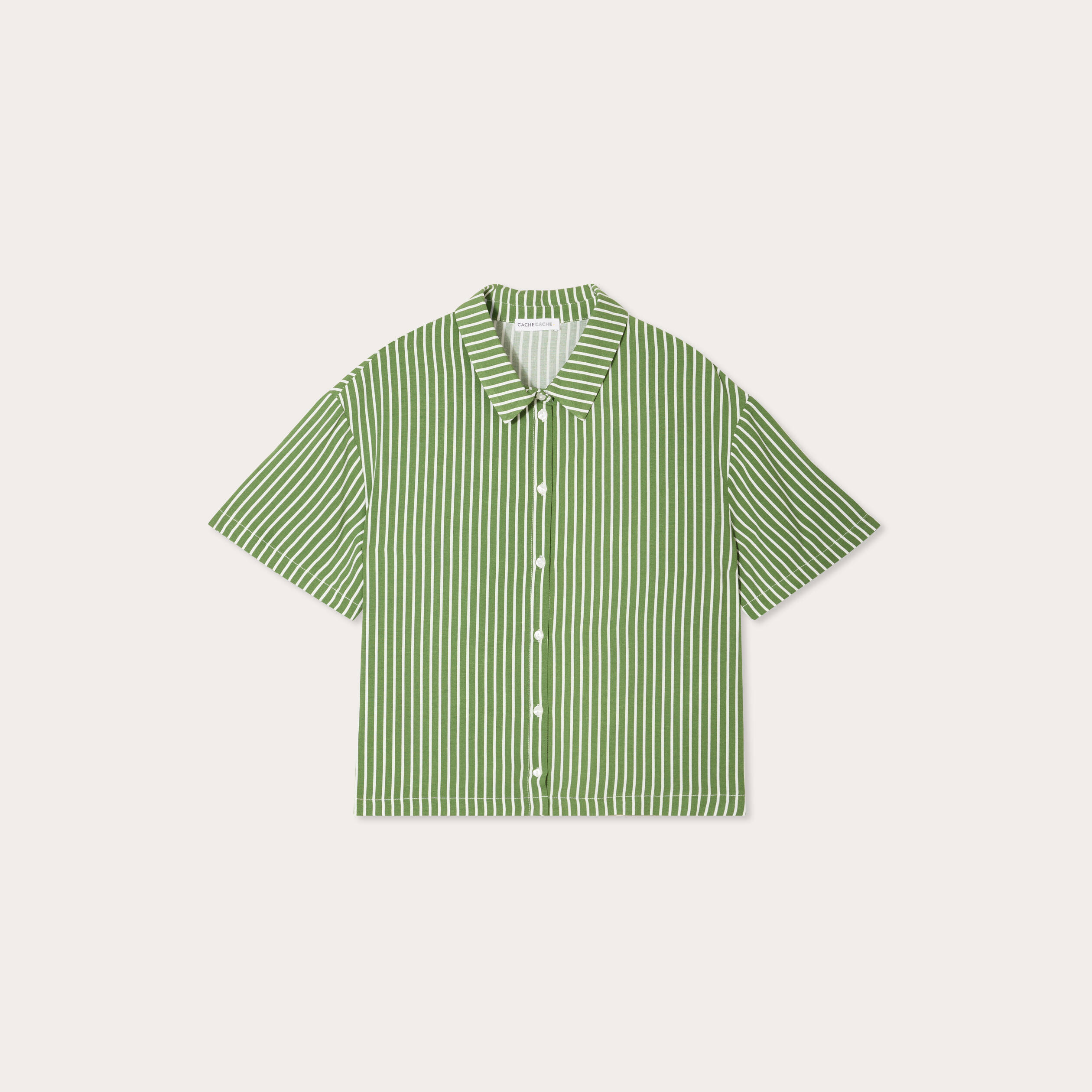 Chemise manches courtes vert kaki femme