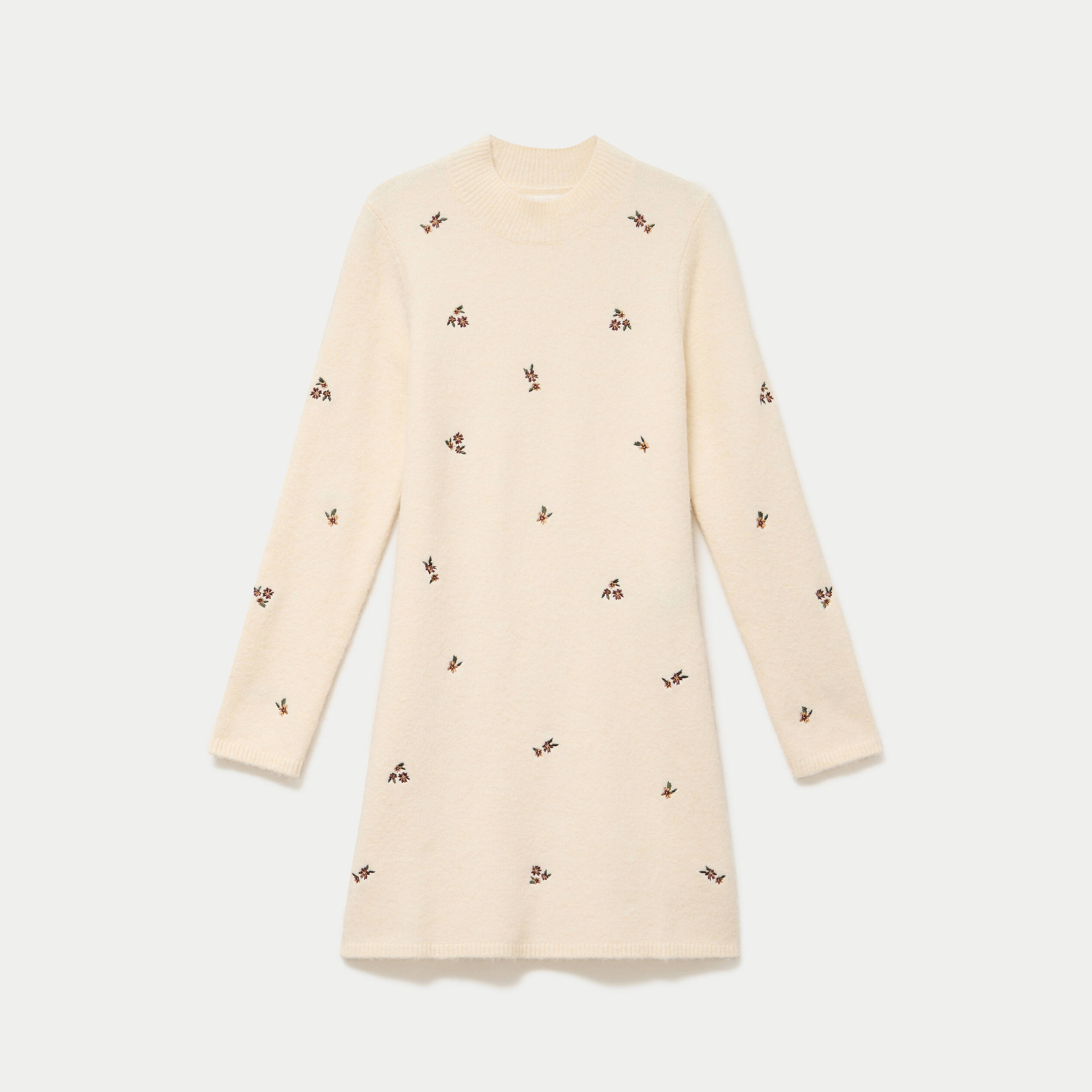 Robe pull droite manches longues sable femme