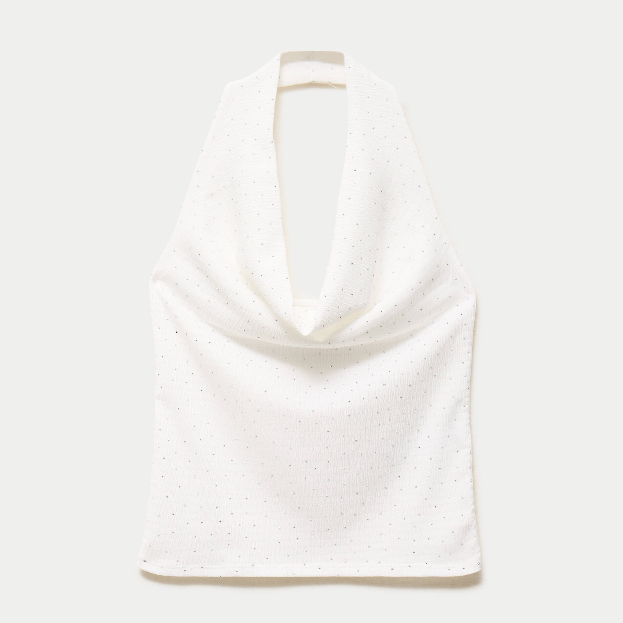 Top ajust&eacute; sans manches col b&eacute;nitier ecru femme