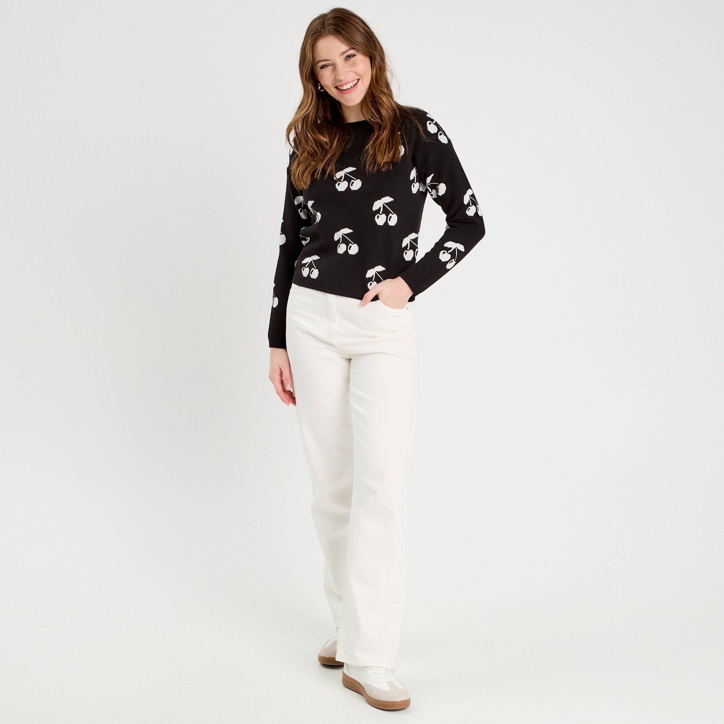 Pull manches longues noir femme