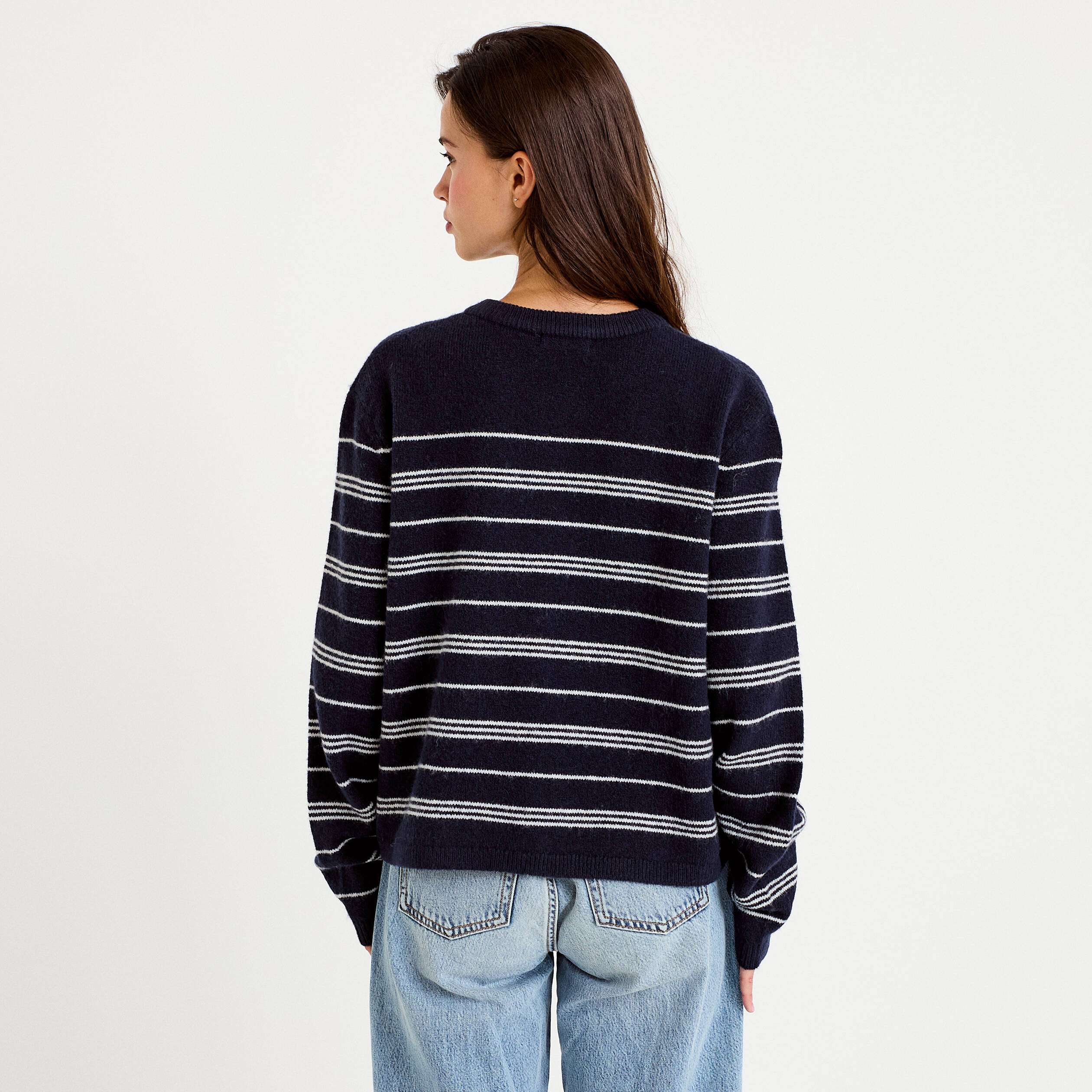 Gilet manches longues bleu marine femme